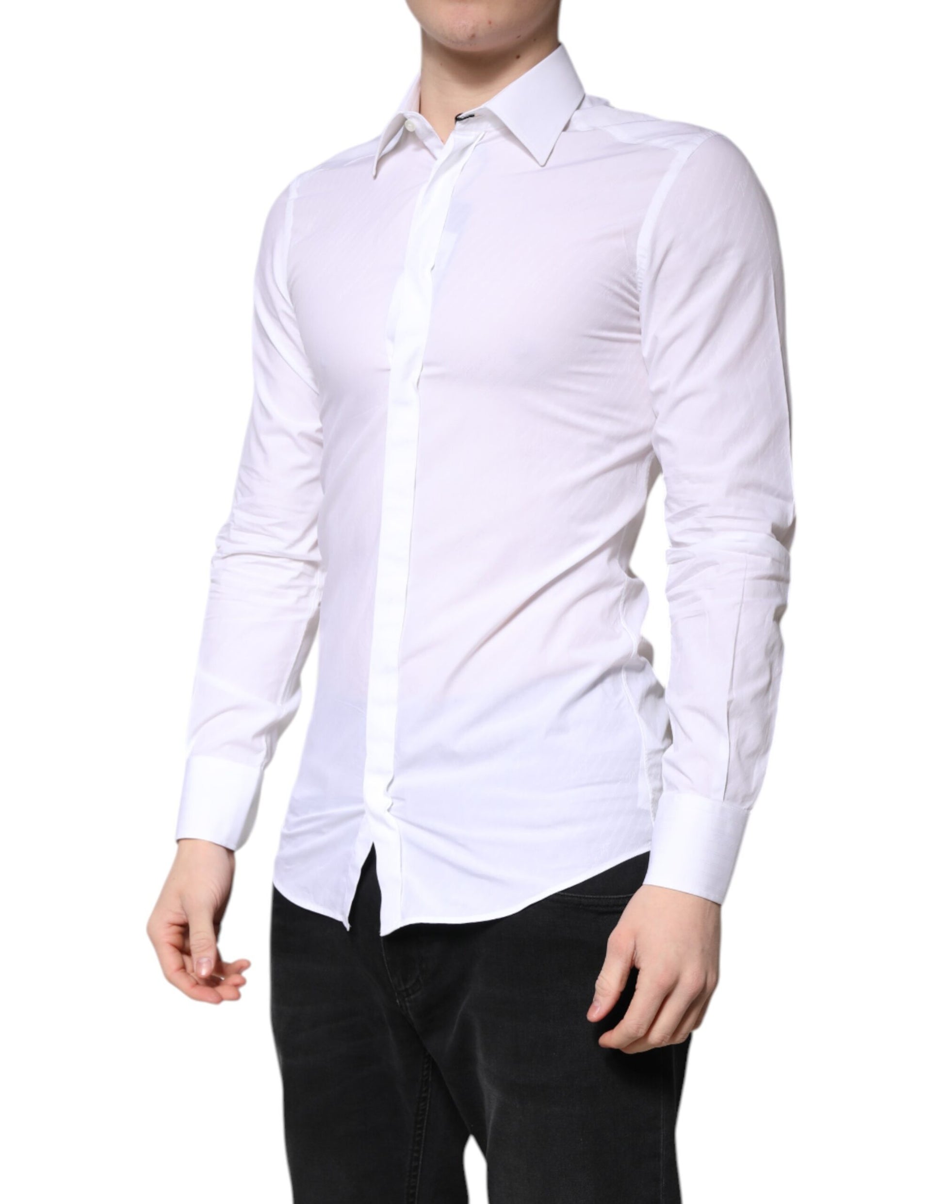 Chemise habillée Dolce & Gabbana GOLD en coton blanc à col classique