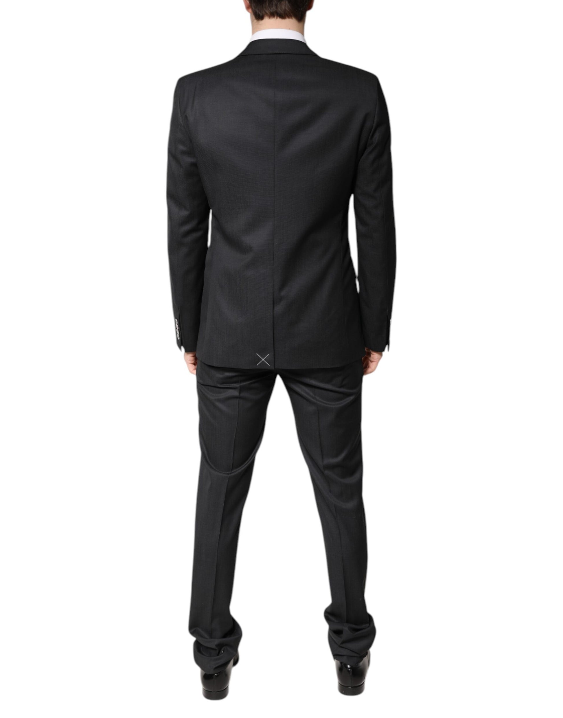Costume deux pièces gris foncé en laine à simple boutonnage Dolce & Gabbana
