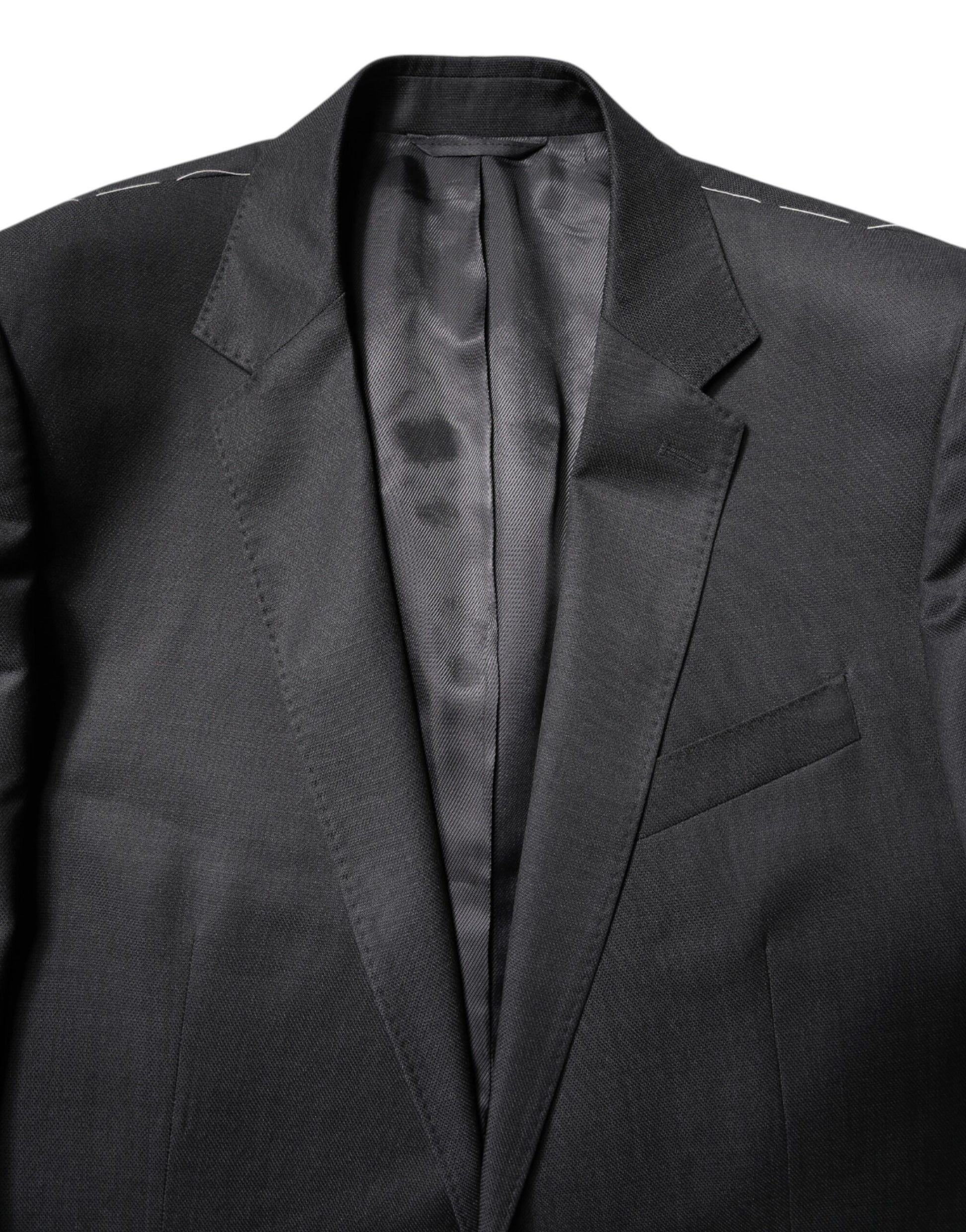 Costume deux pièces gris foncé en laine à simple boutonnage Dolce & Gabbana