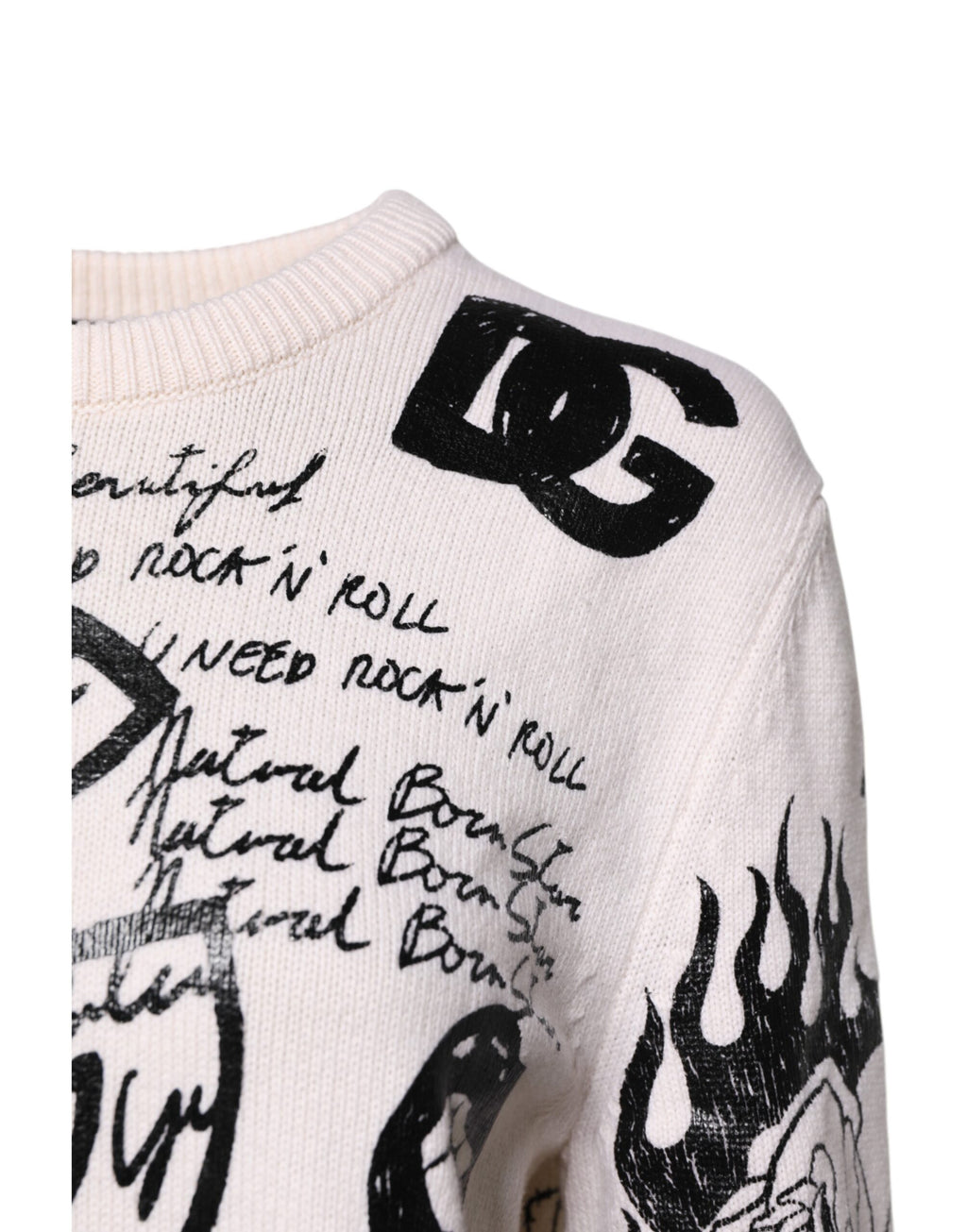 Pull Dolce & Gabbana pour femme, blanc, imprimé logo noir