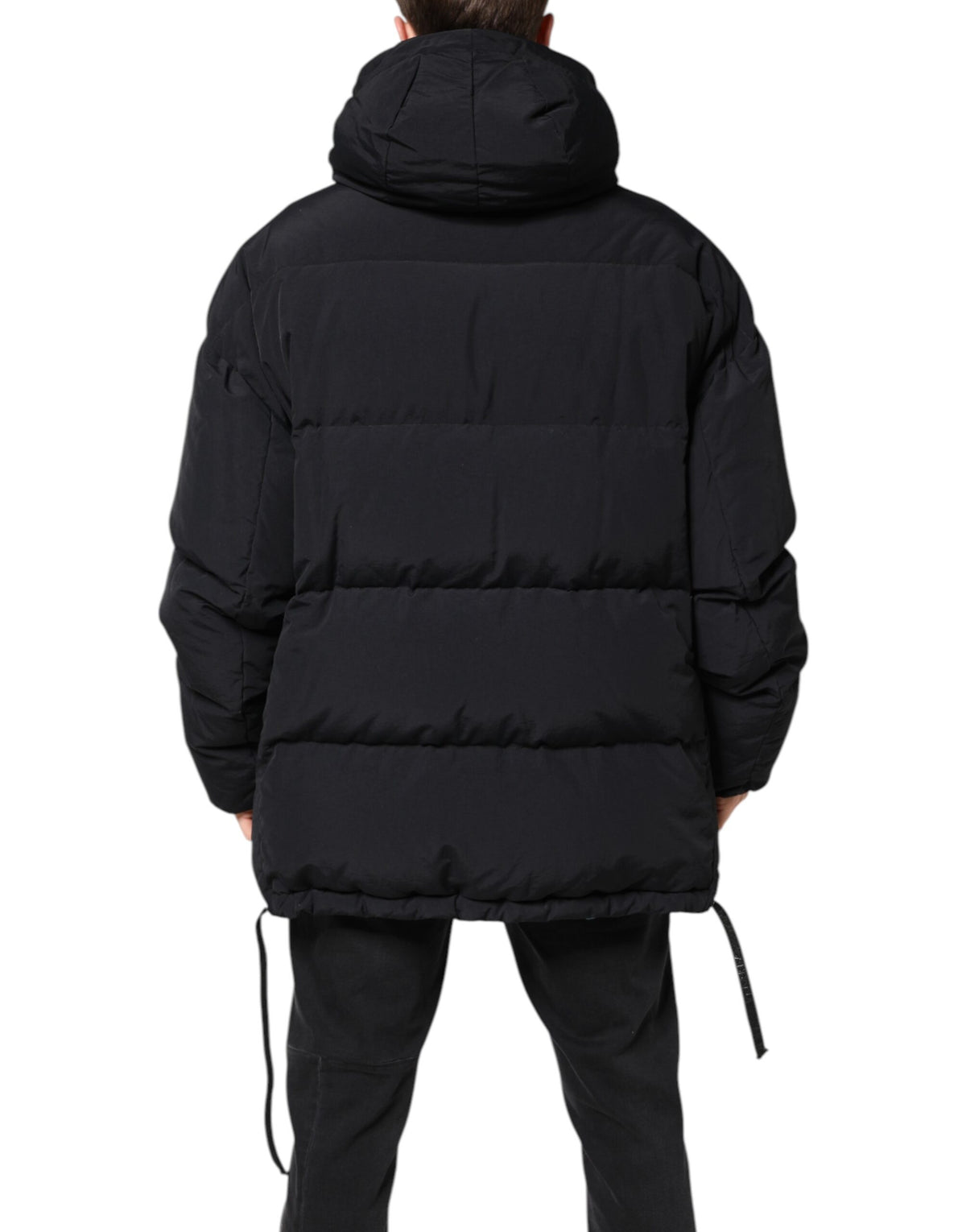 Dolce & Gabbana Parka noir à capuche et fermeture éclair intégrale en nylon