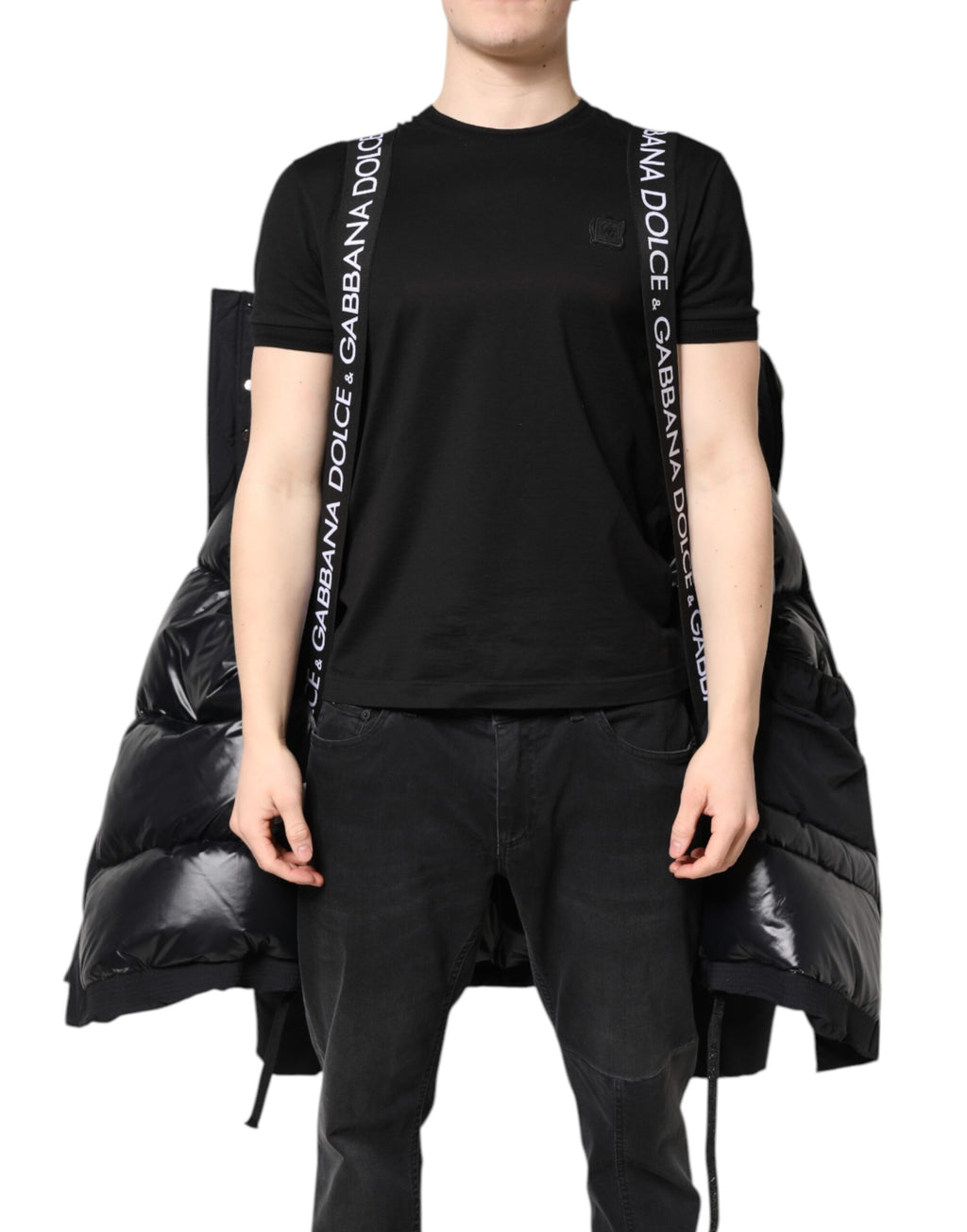 Dolce & Gabbana Schwarze Nylon-Kapuzenparka-Jacke mit durchgehendem Reißverschluss
