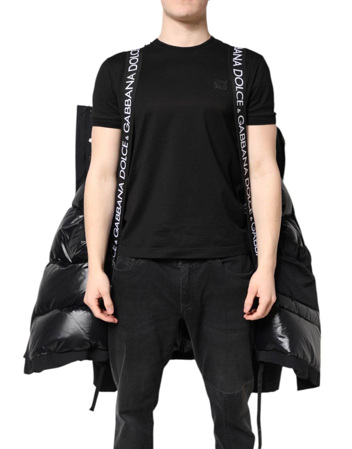 Dolce & Gabbana Parka noir à capuche et fermeture éclair intégrale en nylon