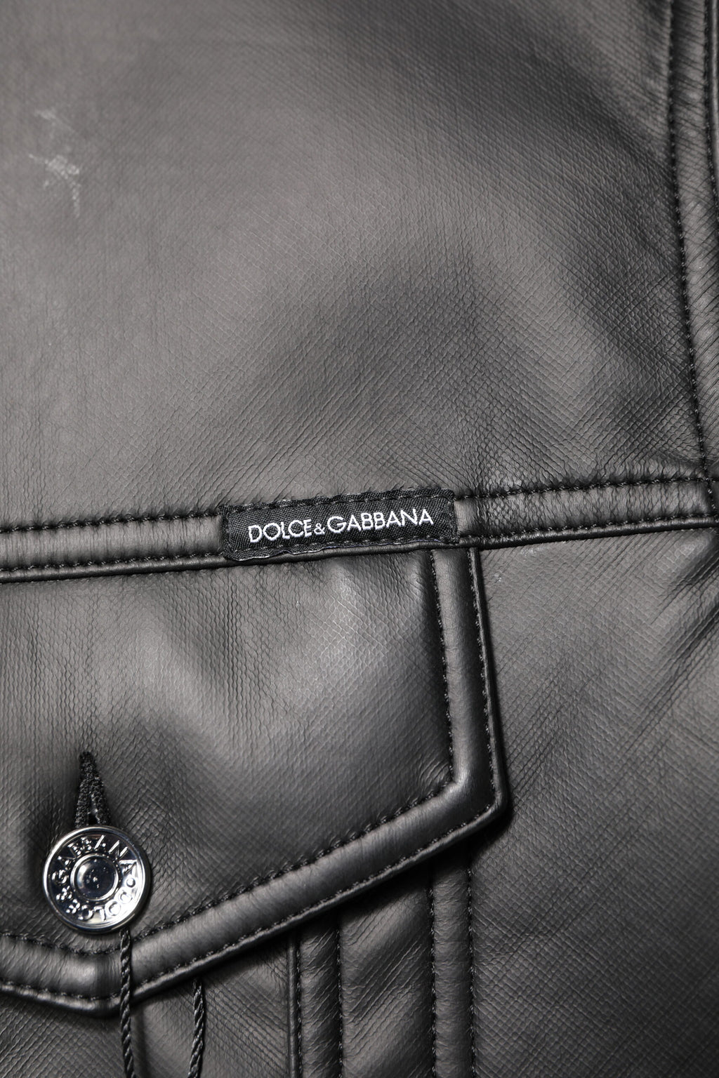 Veste de motard boutonnée en polyester noir Dolce & Gabbana