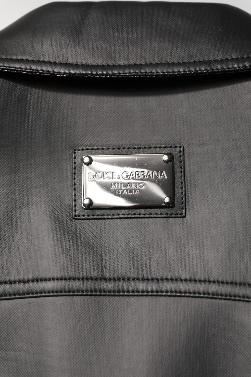 Veste de motard boutonnée en polyester noir Dolce & Gabbana