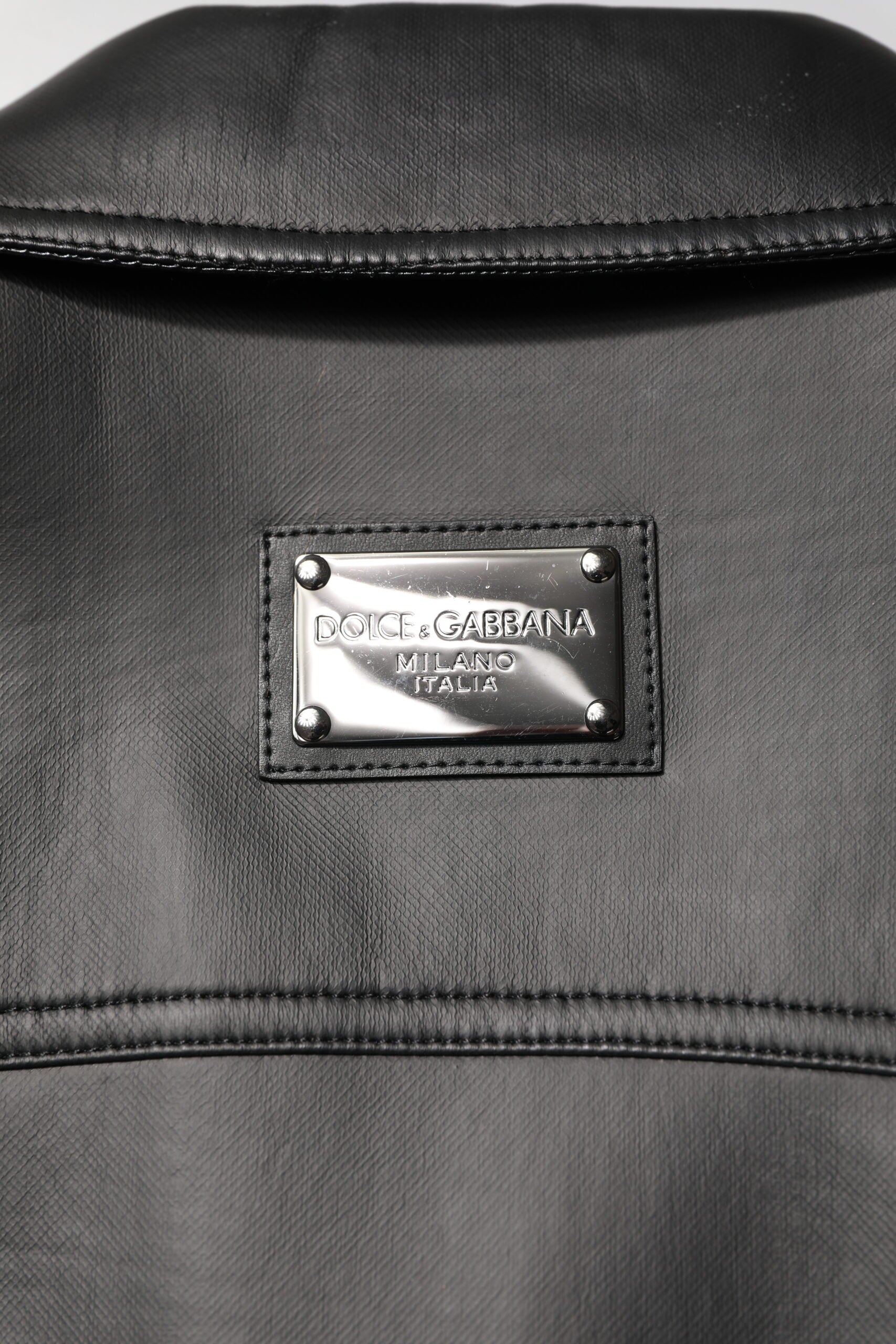 Veste de motard boutonnée en polyester noir Dolce & Gabbana