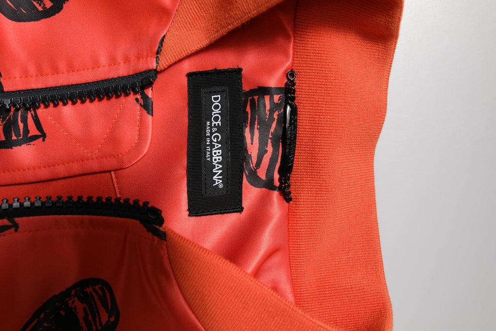 Blouson Bomber Homme Dolce & Gabbana Cœur DG Orange Entièrement Zippé