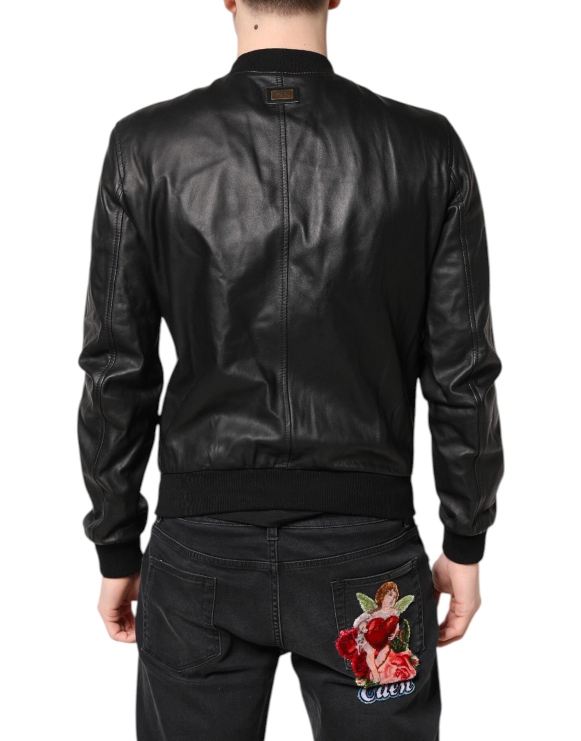 Dolce & Gabbana Black Biker Jackets for Men side view