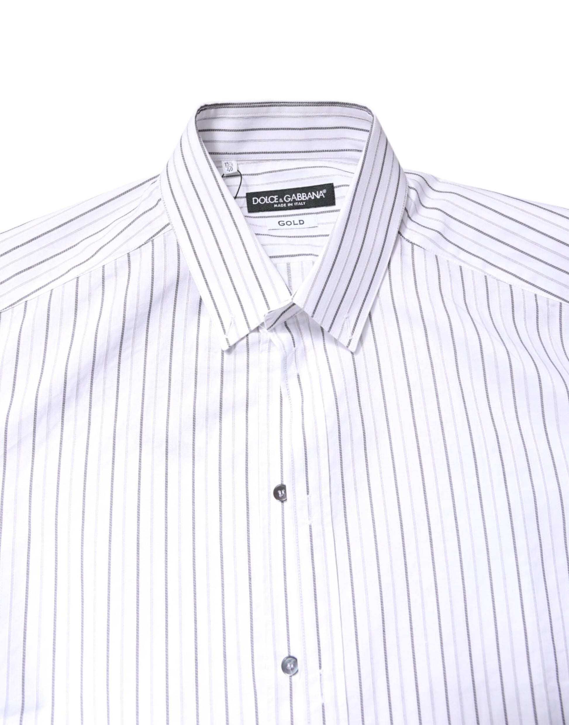 Chemise Habillée Dolce & Gabbana GOLD Blanche à Rayures en Coton