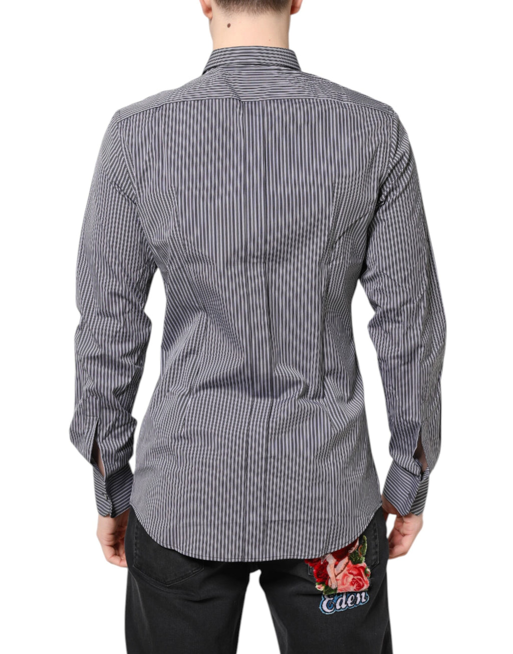 Chemise habillée Dolce & Gabbana rayée noir et blanc et or