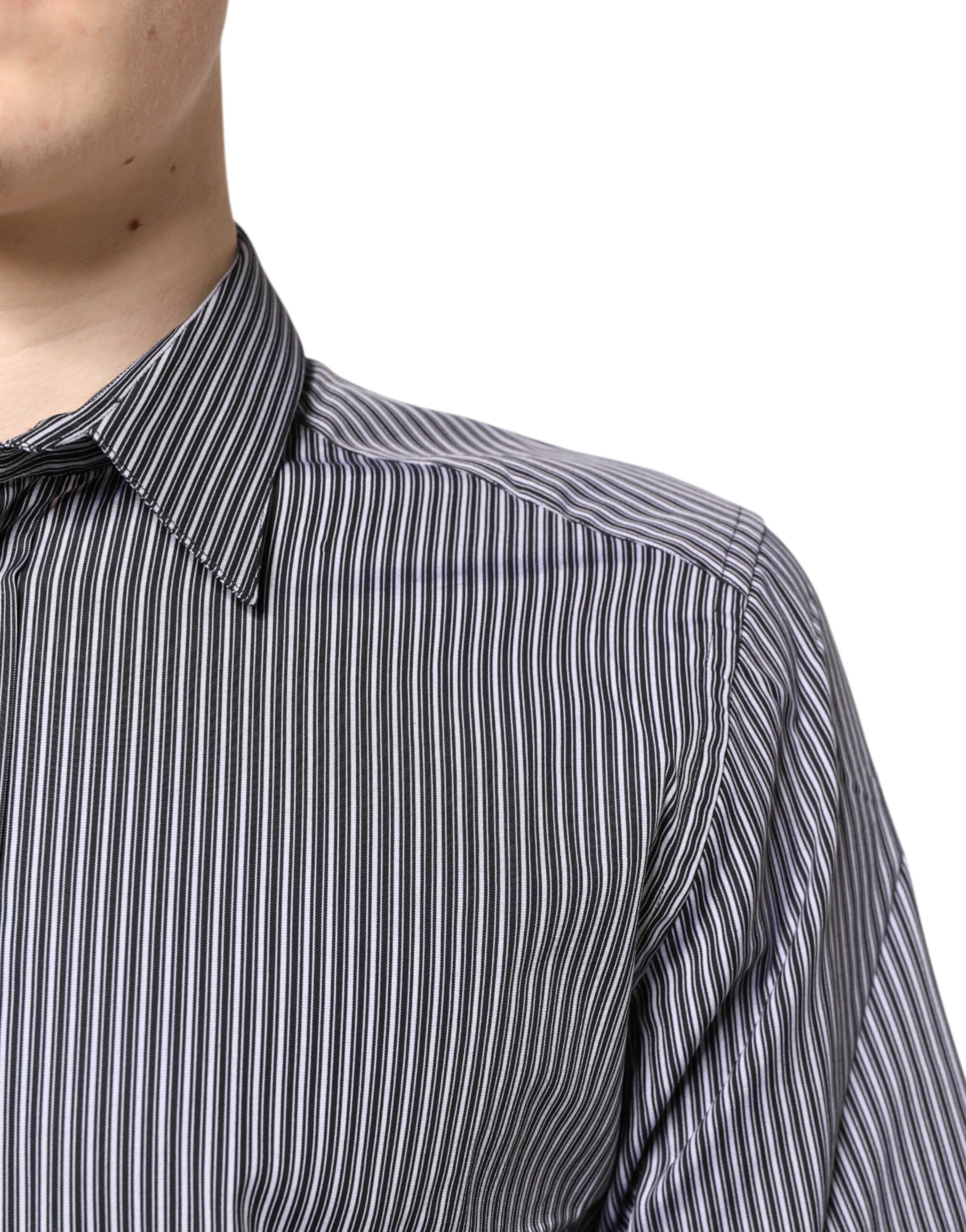Chemise habillée Dolce & Gabbana rayée noir et blanc et or