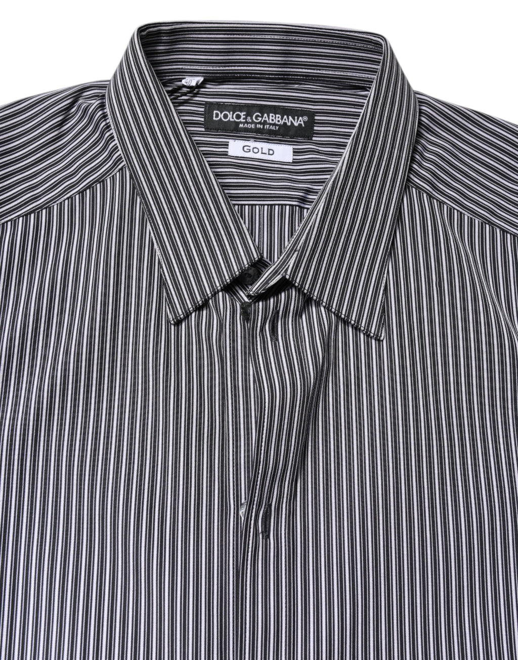 Chemise habillée Dolce & Gabbana rayée noir et blanc et or