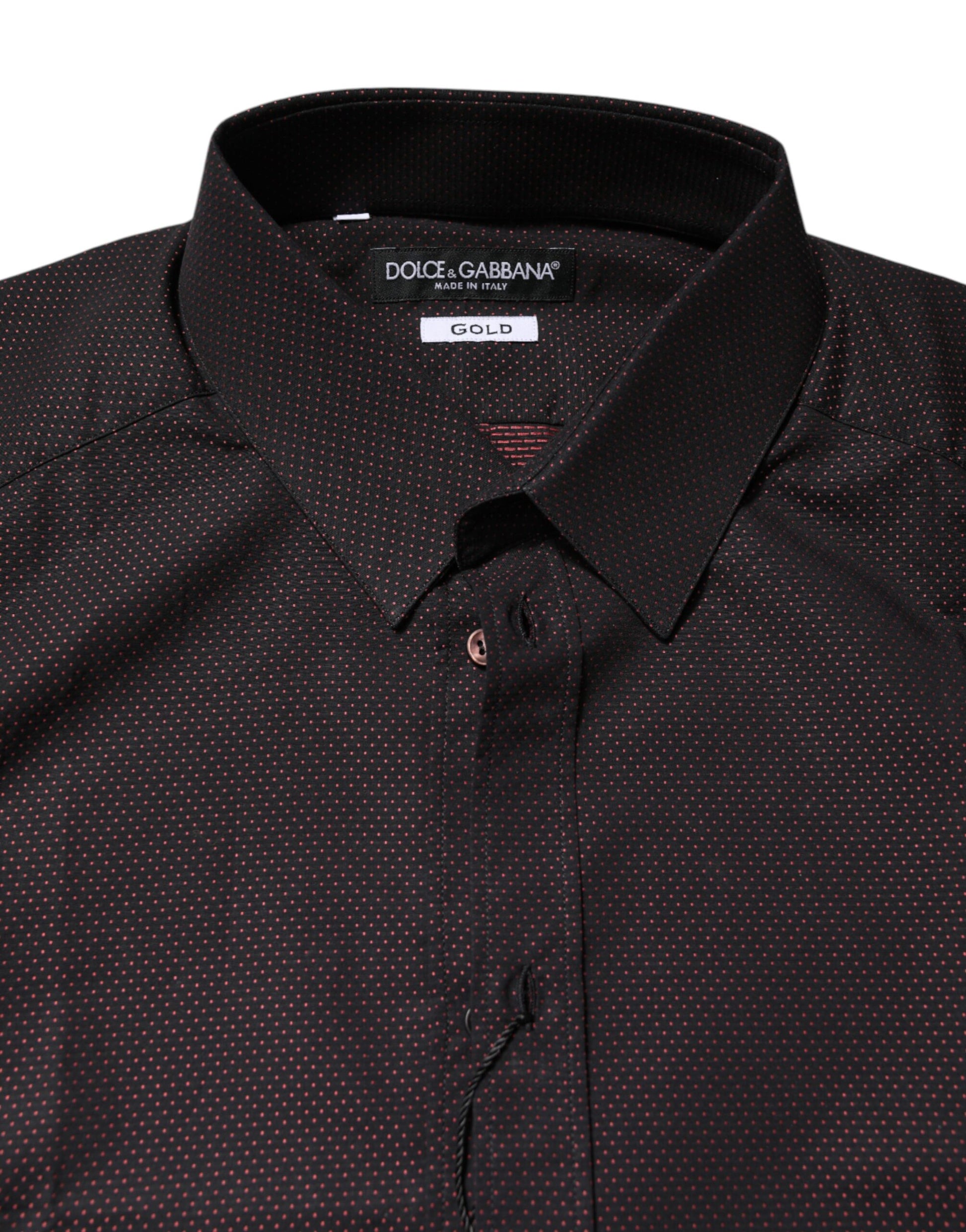 Dolce & Gabbana Maroon Jacquard Cotton GOLD Men Dress Shirt