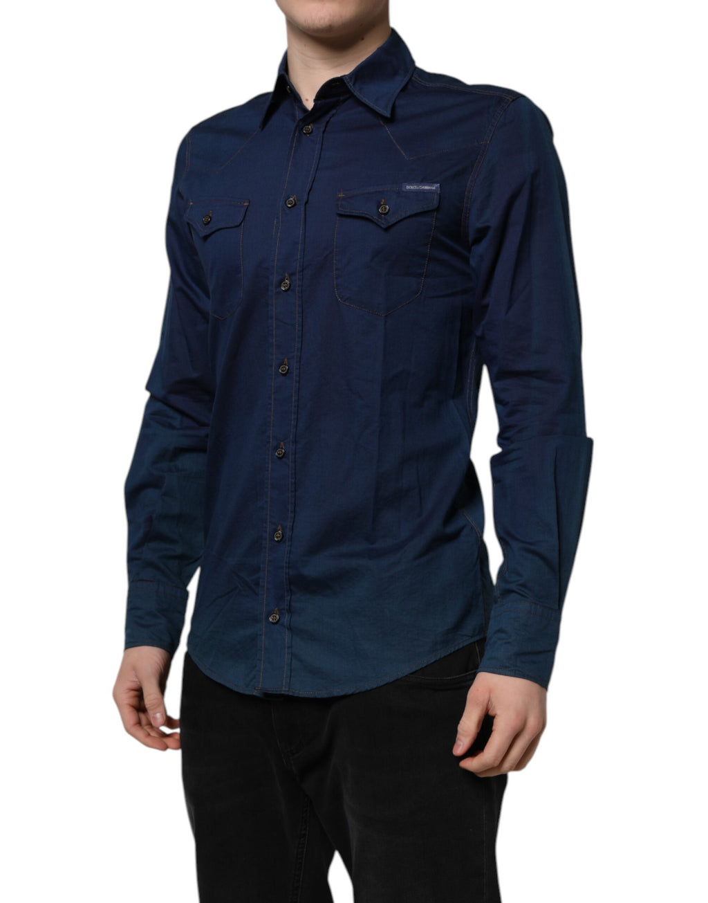 Dolce & Gabbana Blue Dress Shirt for Men detail view