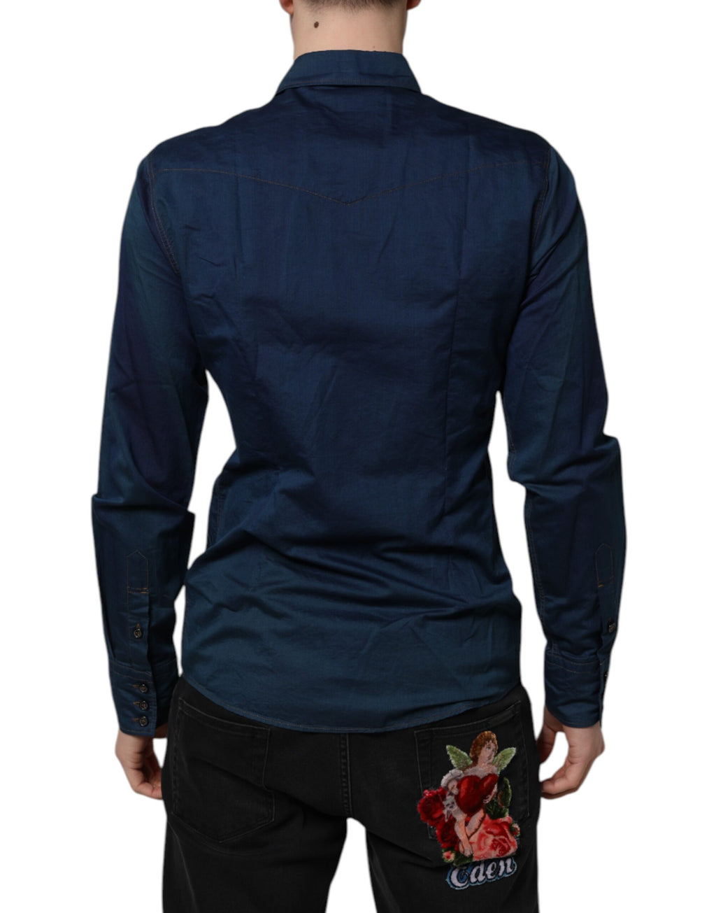 Dolce & Gabbana Blue Dress Shirt for Men side view