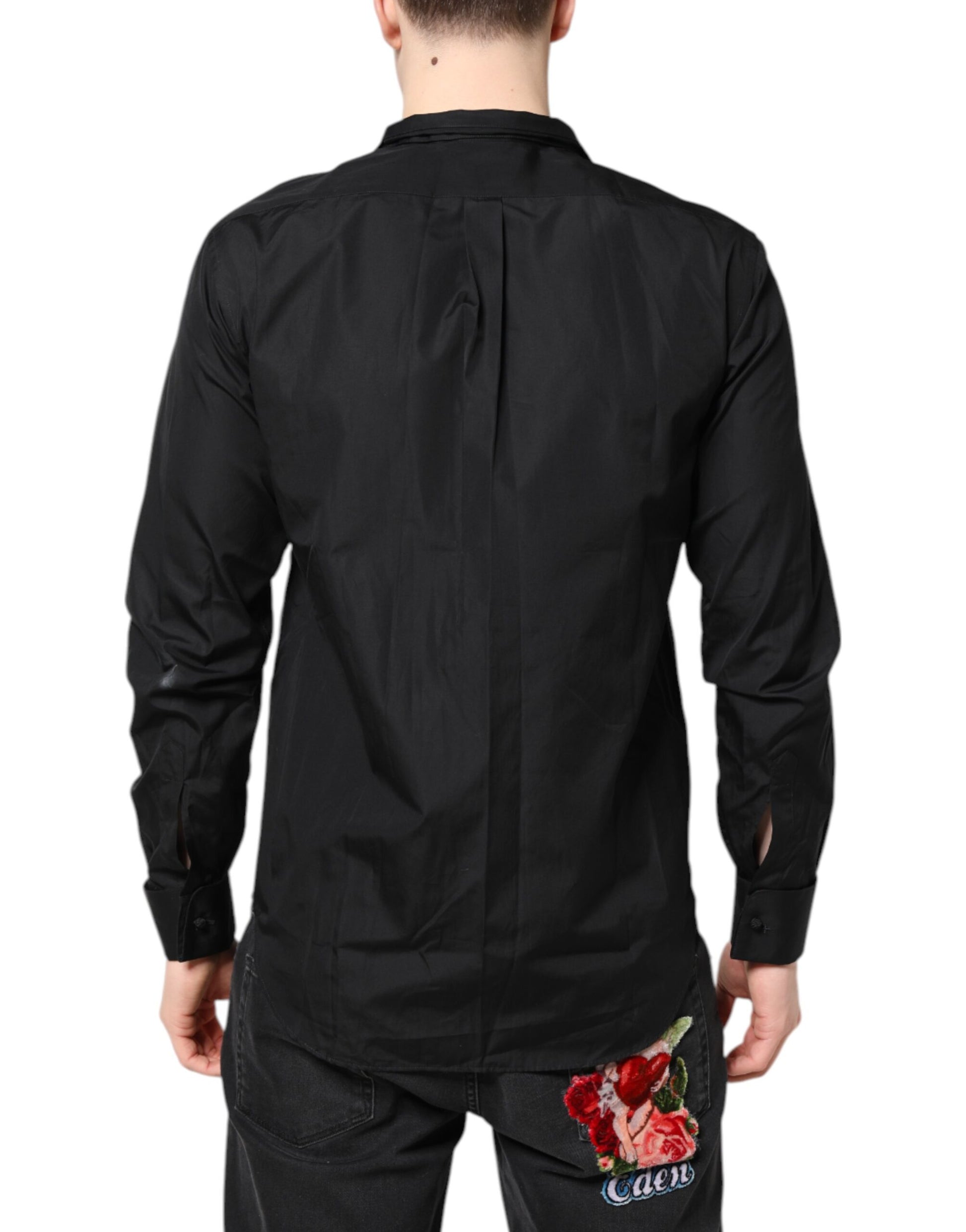 Chemise habillée homme manches longues en coton noir Emporio Armani