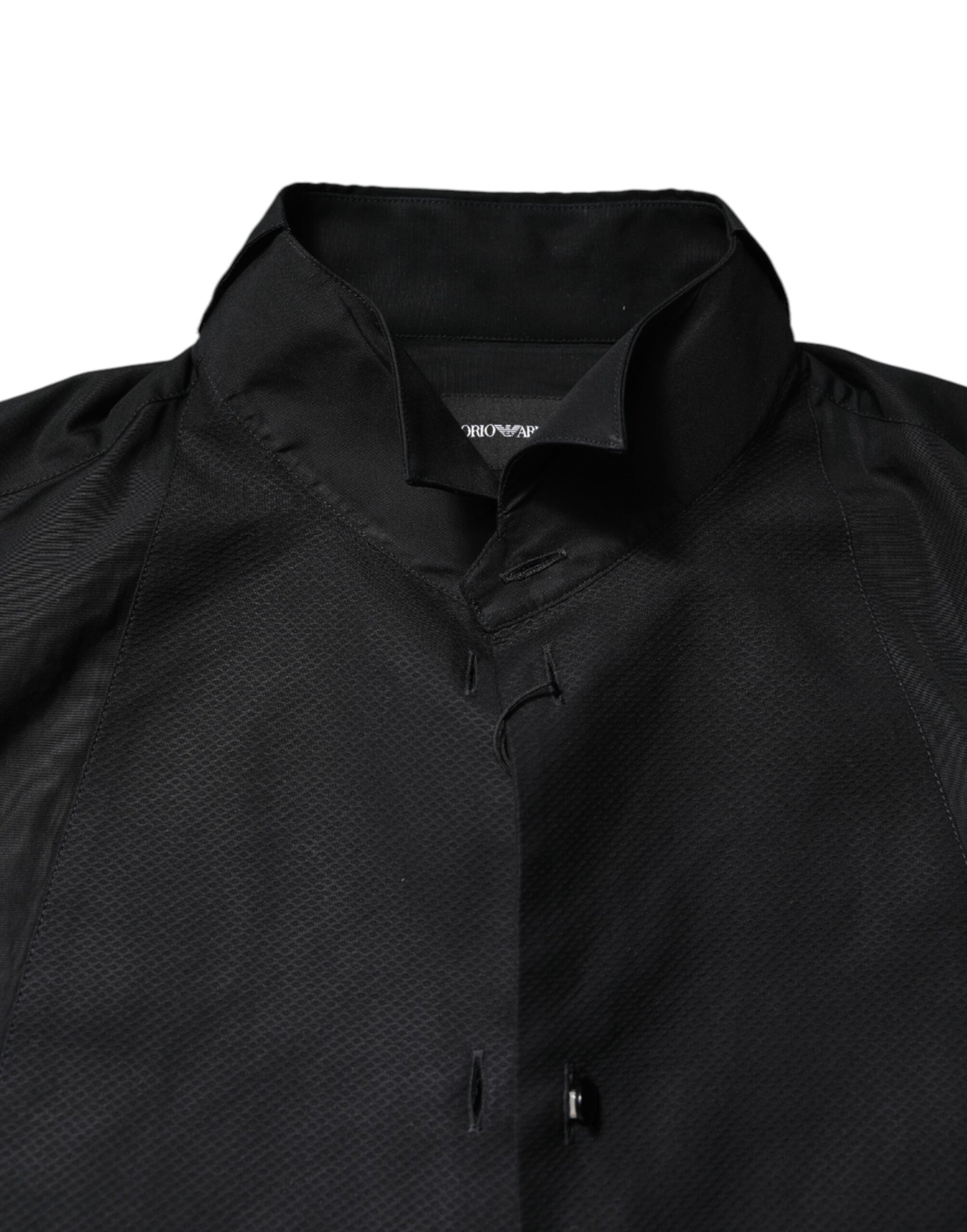 Chemise habillée homme manches longues en coton noir Emporio Armani