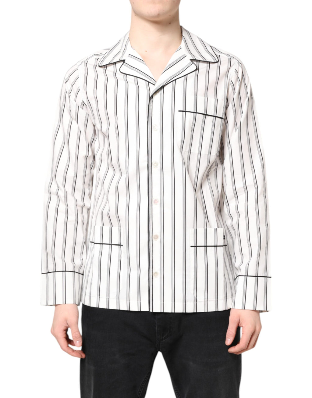 Haut de pyjama Dolce & Gabbana en coton à rayures blanches