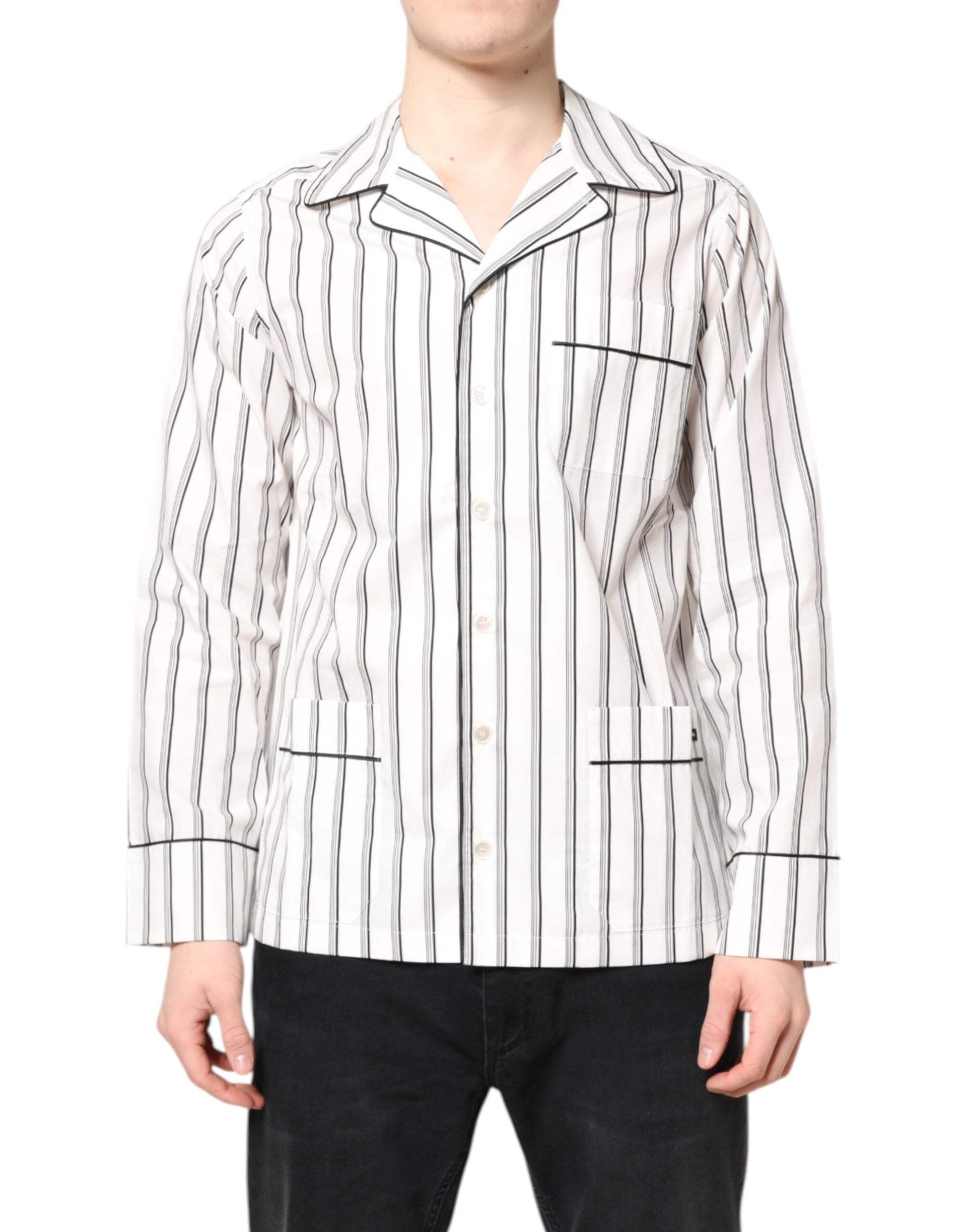 Haut de pyjama Dolce & Gabbana en coton à rayures blanches