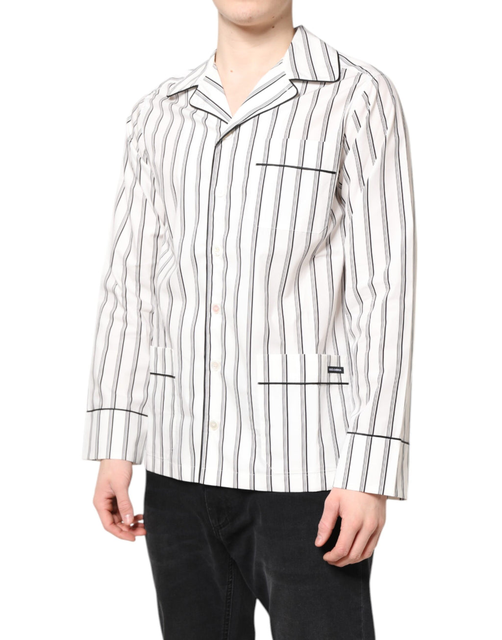 Haut de pyjama Dolce & Gabbana en coton à rayures blanches