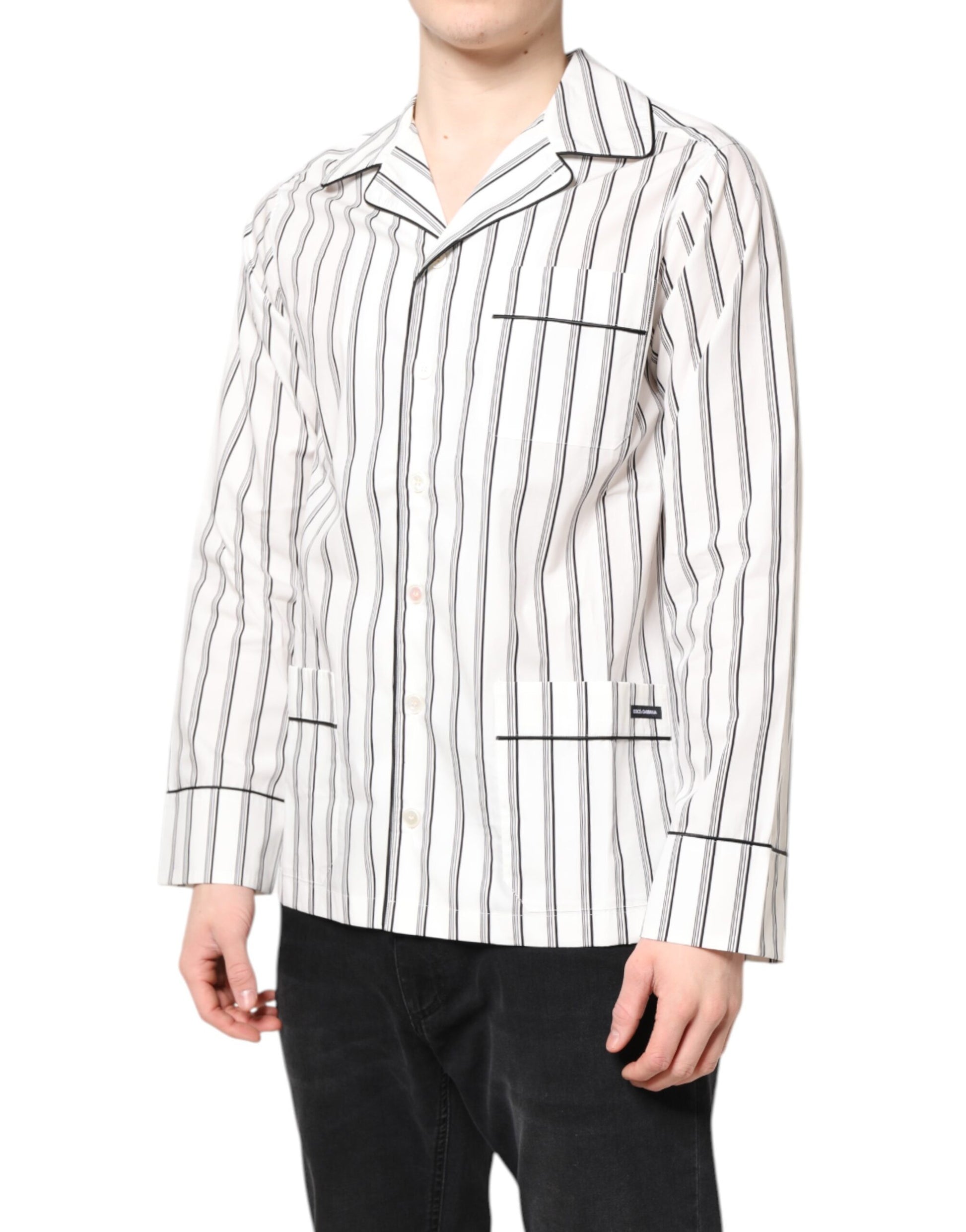 Haut de pyjama Dolce & Gabbana en coton à rayures blanches
