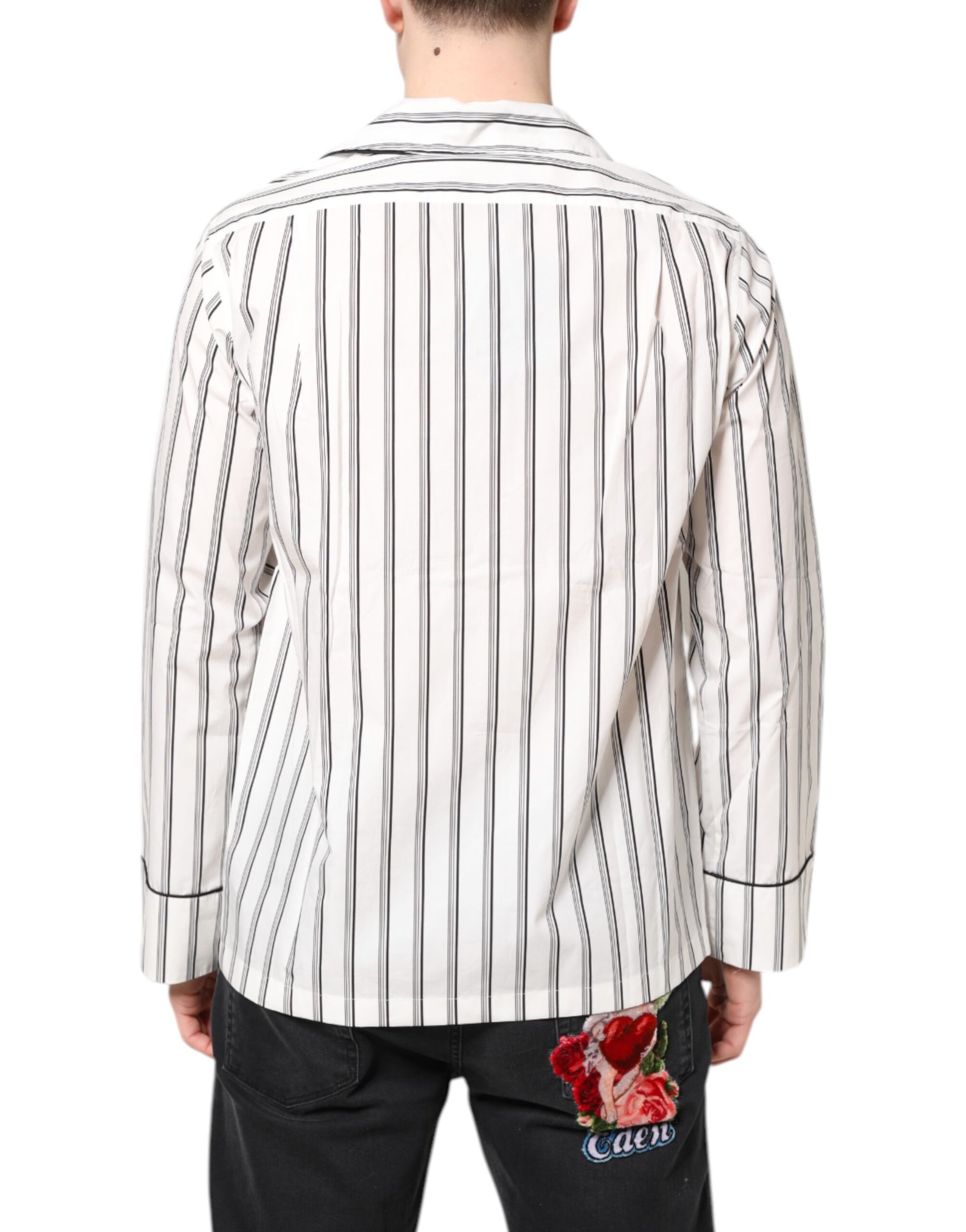 Haut de pyjama Dolce & Gabbana en coton à rayures blanches