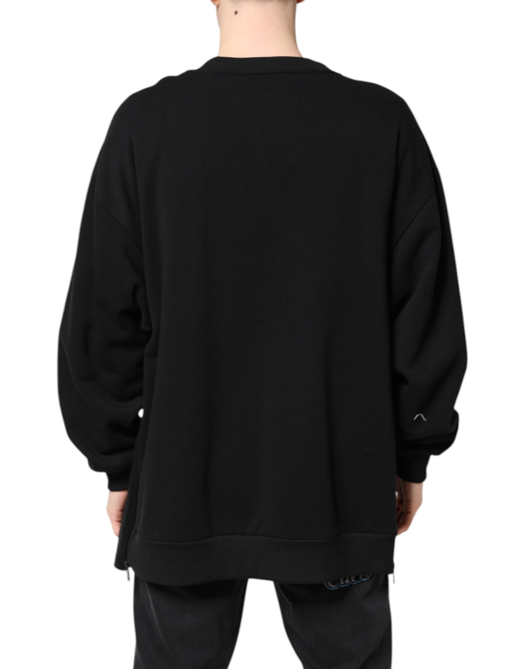 Pull Dolce & Gabbana en coton noir avec logo imprimé pour homme