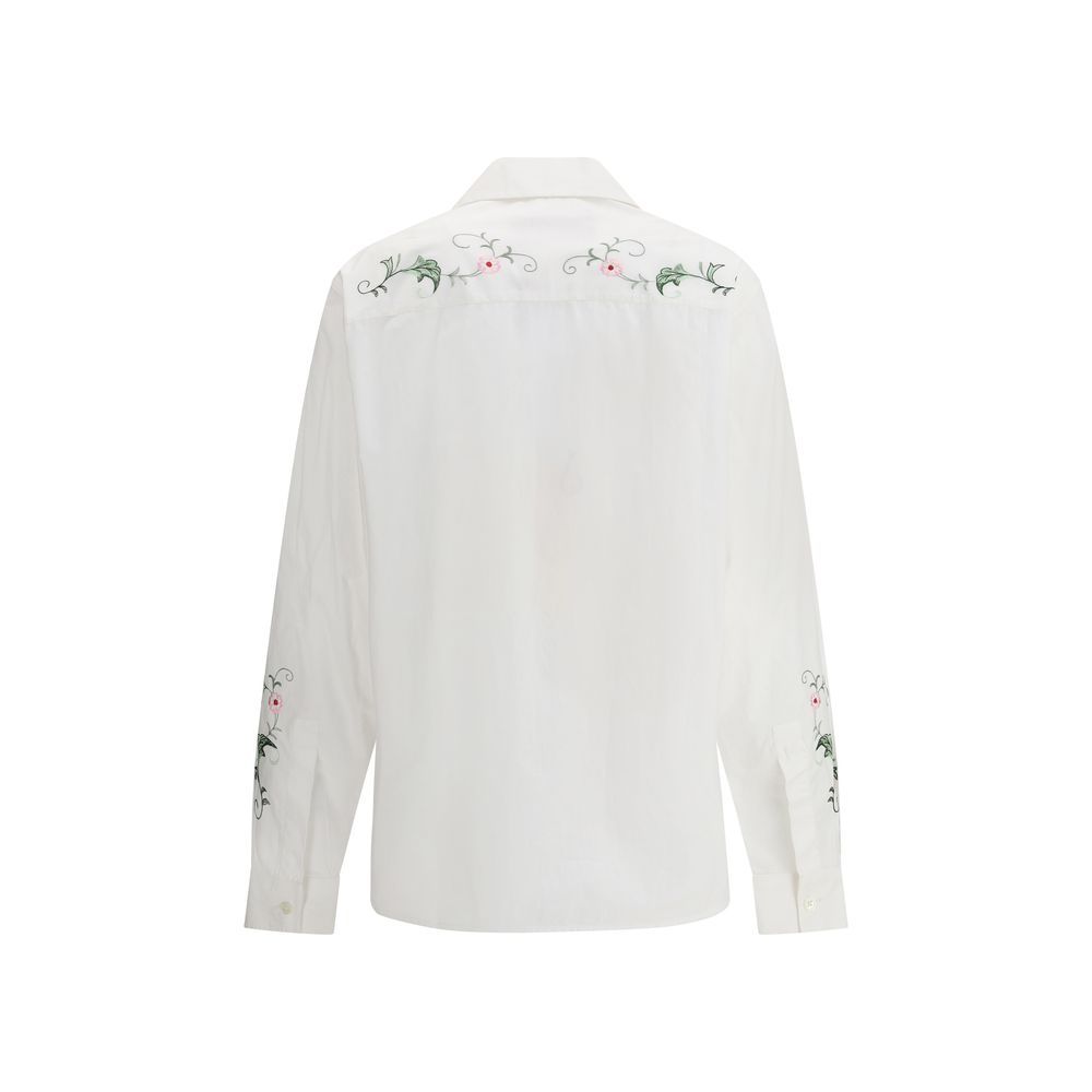 Baziszt White Cotton Pattern Shirt