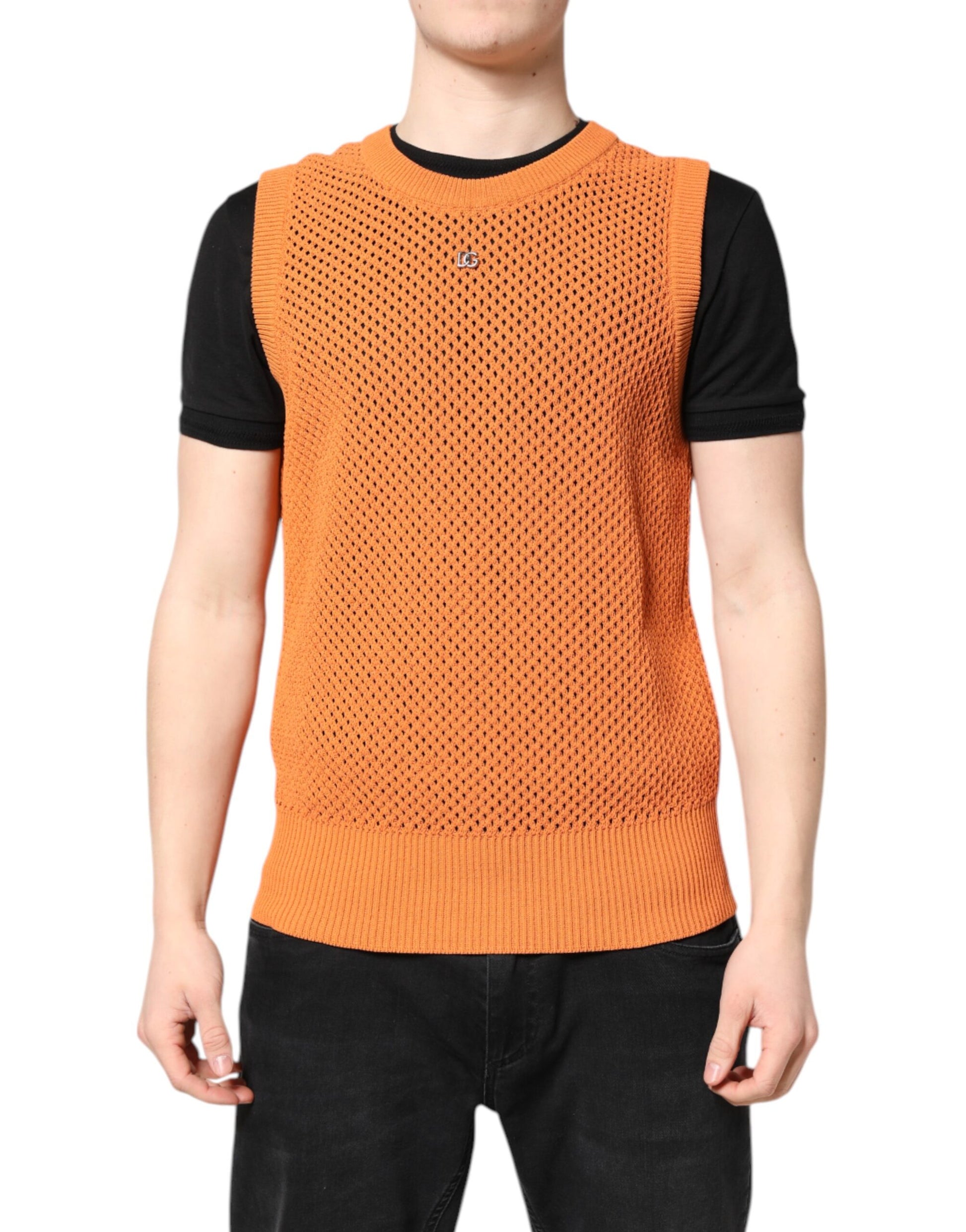 Dolce & Gabbana Orange Sleeveless T-Shirt for Men