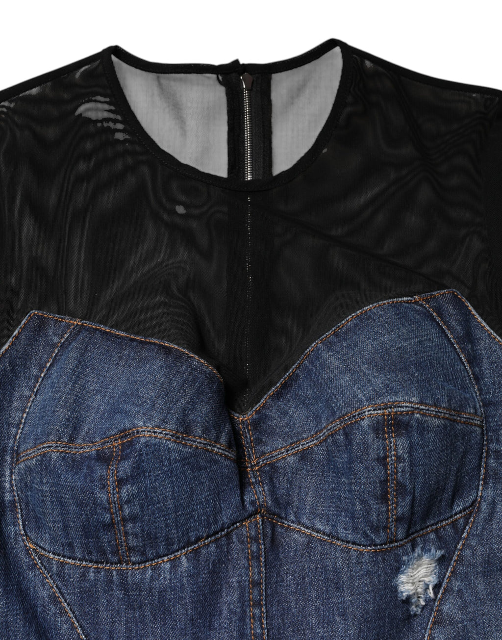 Dolce & Gabbana Schwarzes blaues Jeans-Minikleid mit langen Ärmeln