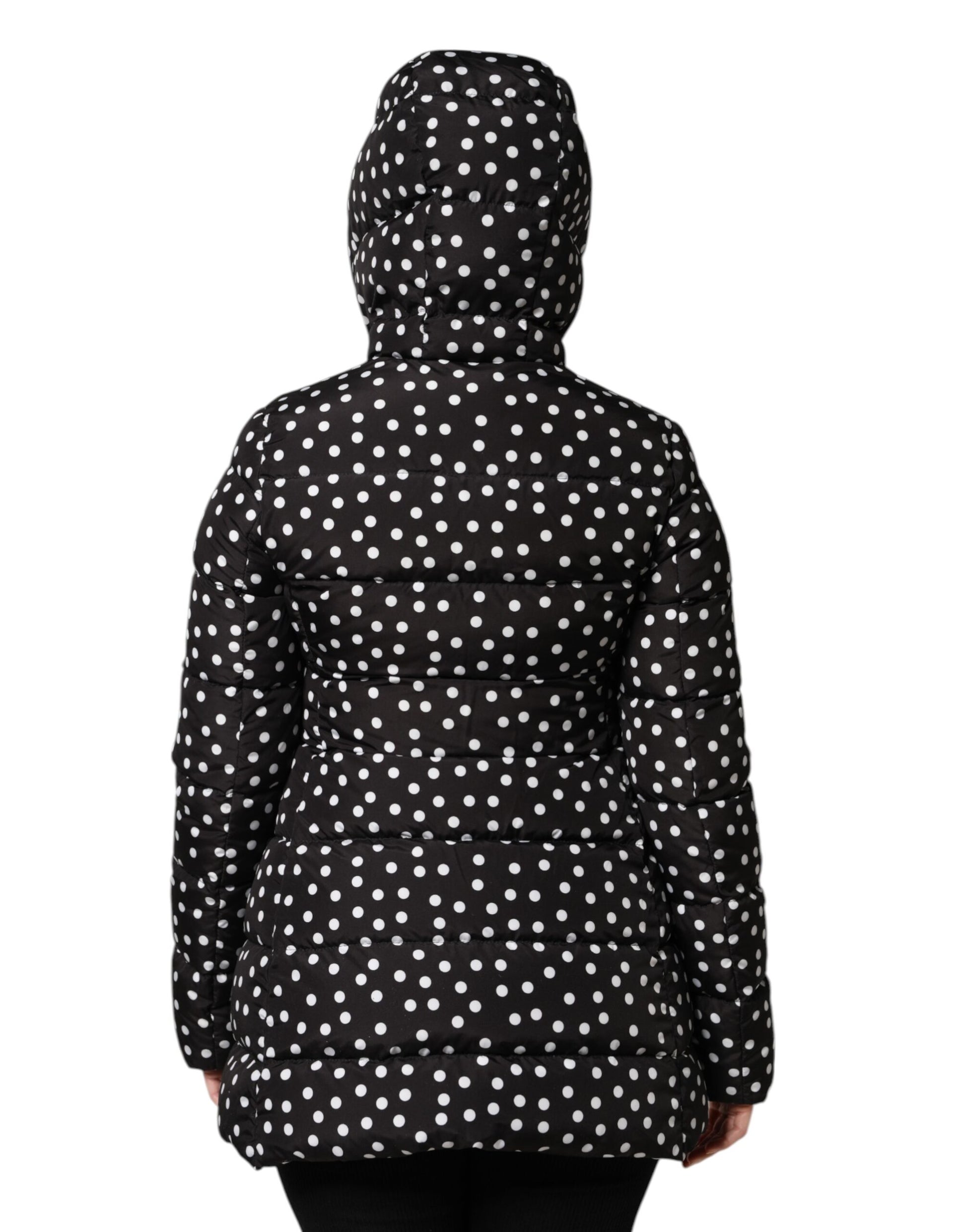 Dolce & Gabbana Black Puffer Hooded Zip Reversible Jacket