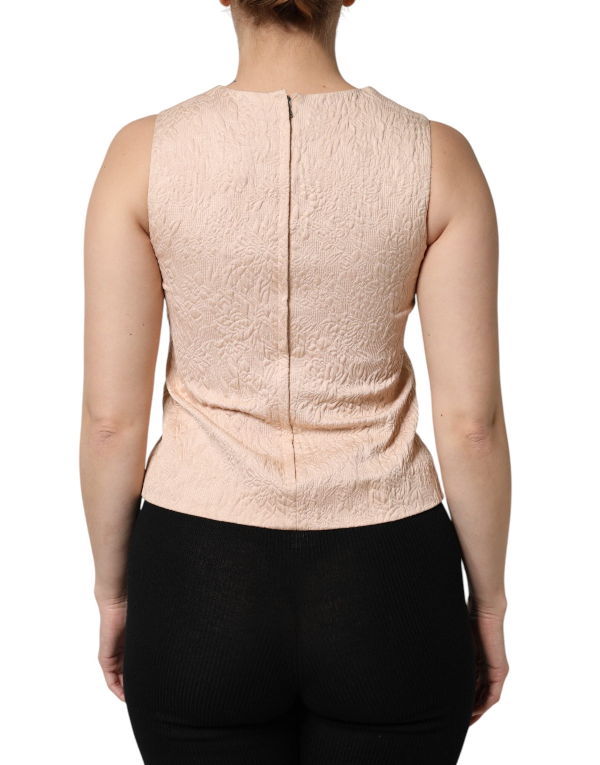 Dolce & Gabbana Beige Sleeveless T-Shirt for Women side view