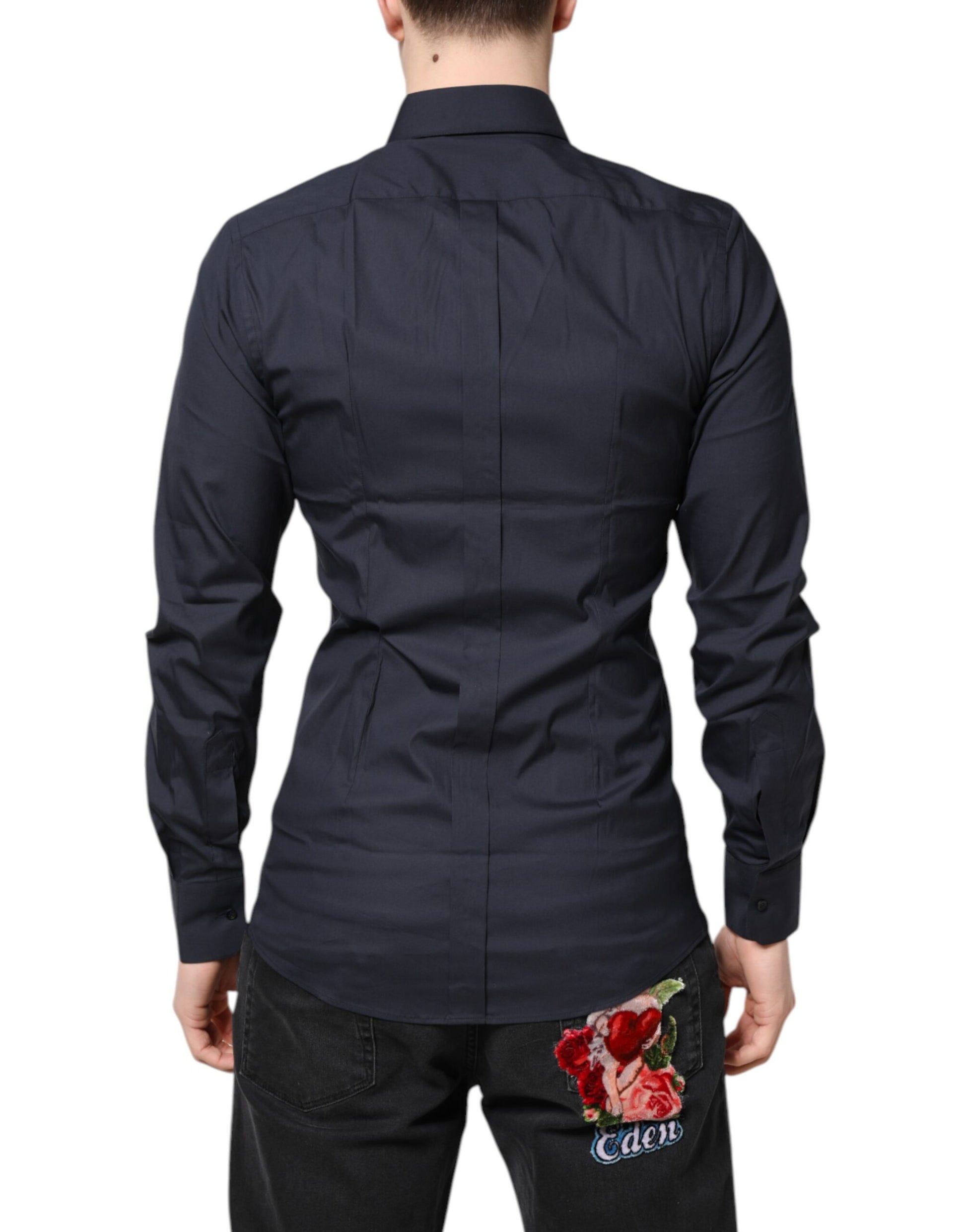 Dolce & Gabbana Blue Dress Shirt for Men side view