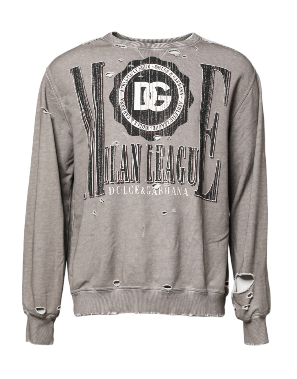 Pull Dolce & Gabbana gris à logo imprimé et col rond