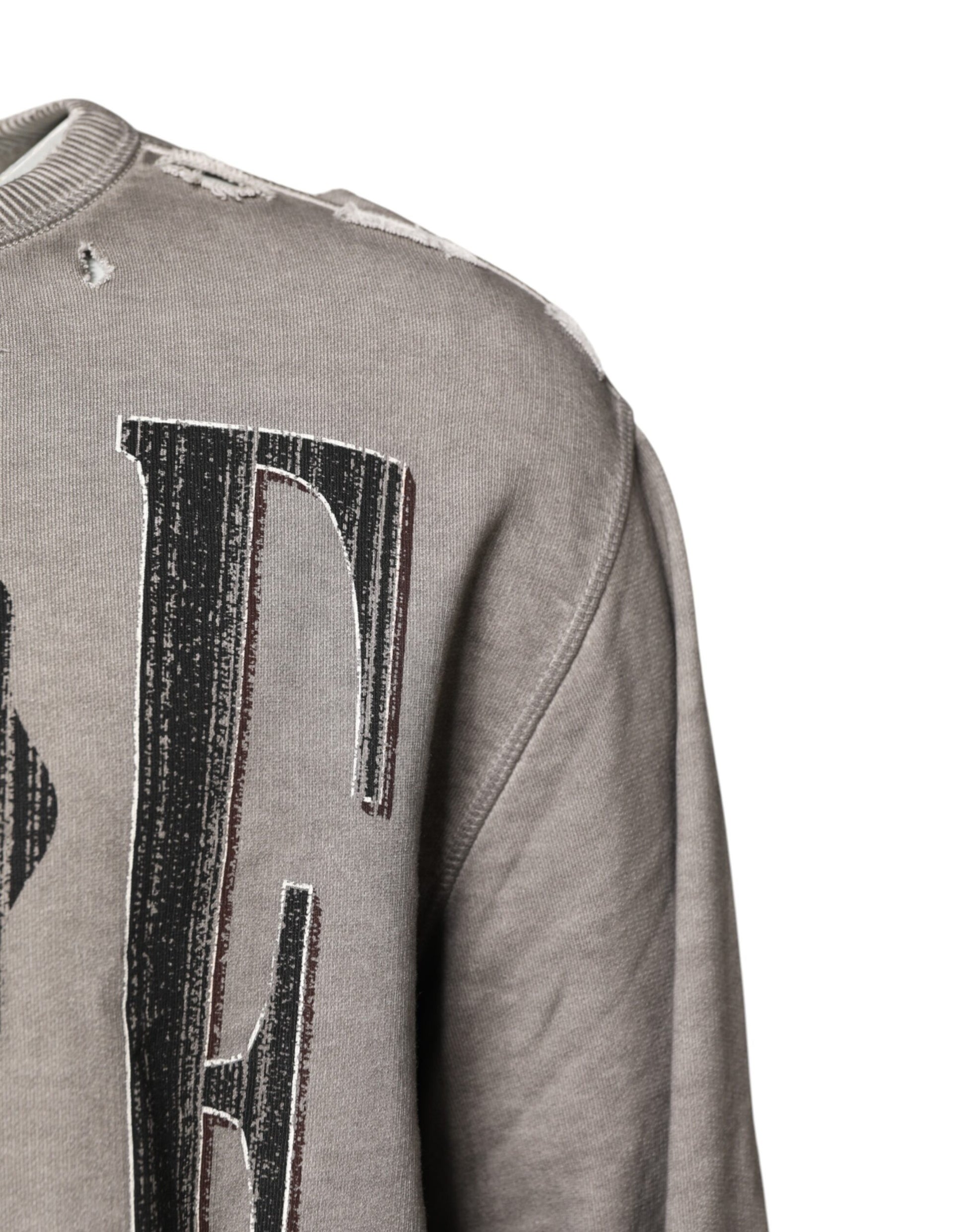 Pull Dolce & Gabbana gris à logo imprimé et col rond