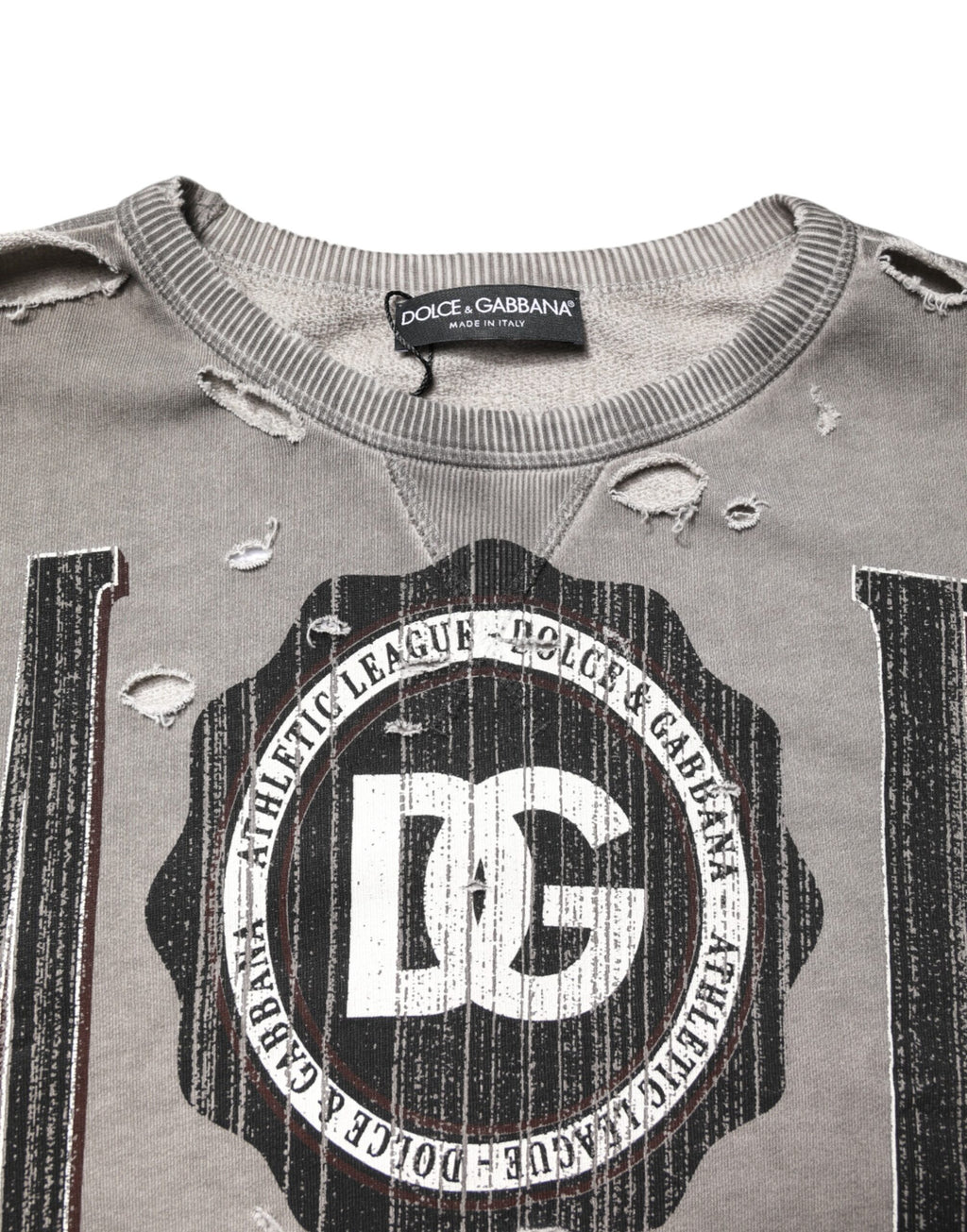 Pull Dolce & Gabbana gris à logo imprimé et col rond