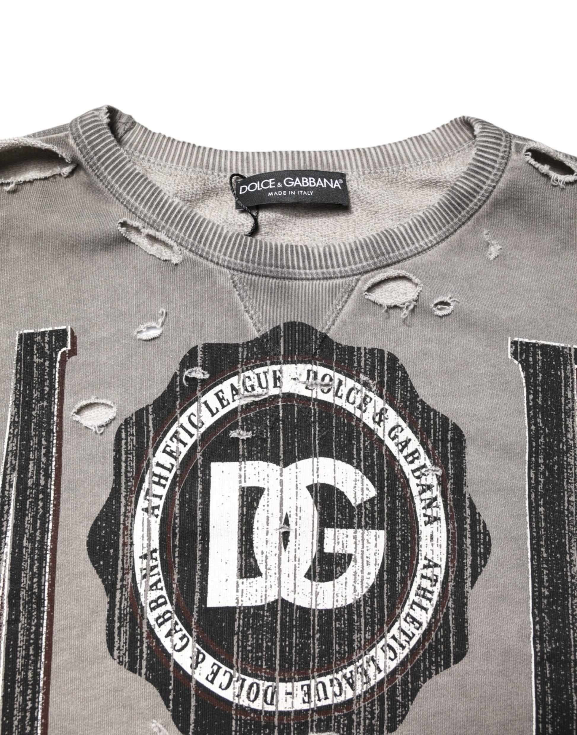 Pull Dolce & Gabbana gris à logo imprimé et col rond
