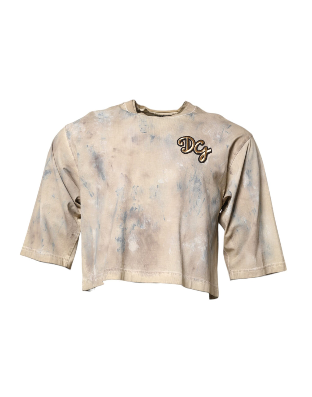T-shirt court beige Dolce & Gabbana brodé DG Tie-Dye