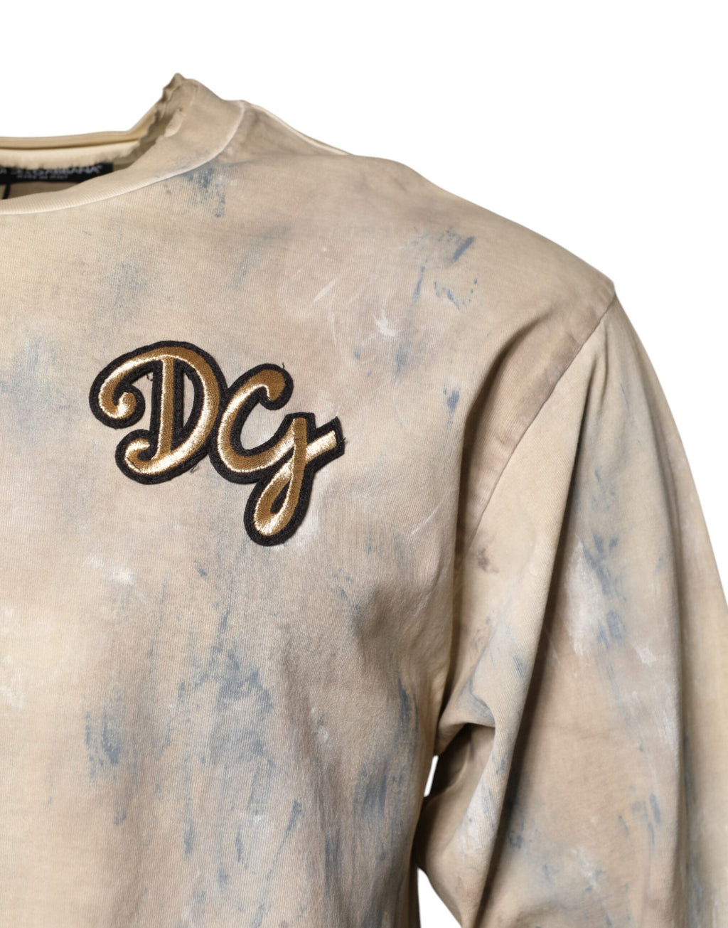 T-shirt court beige Dolce & Gabbana brodé DG Tie-Dye