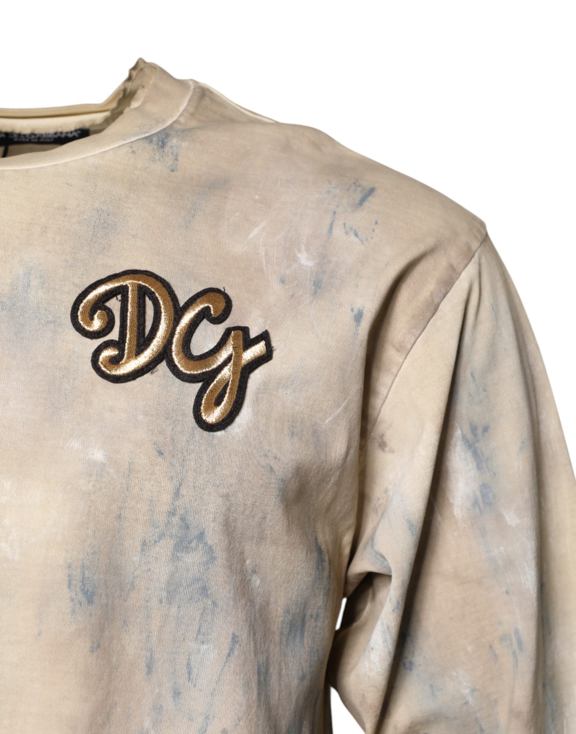 T-shirt court beige Dolce & Gabbana brodé DG Tie-Dye