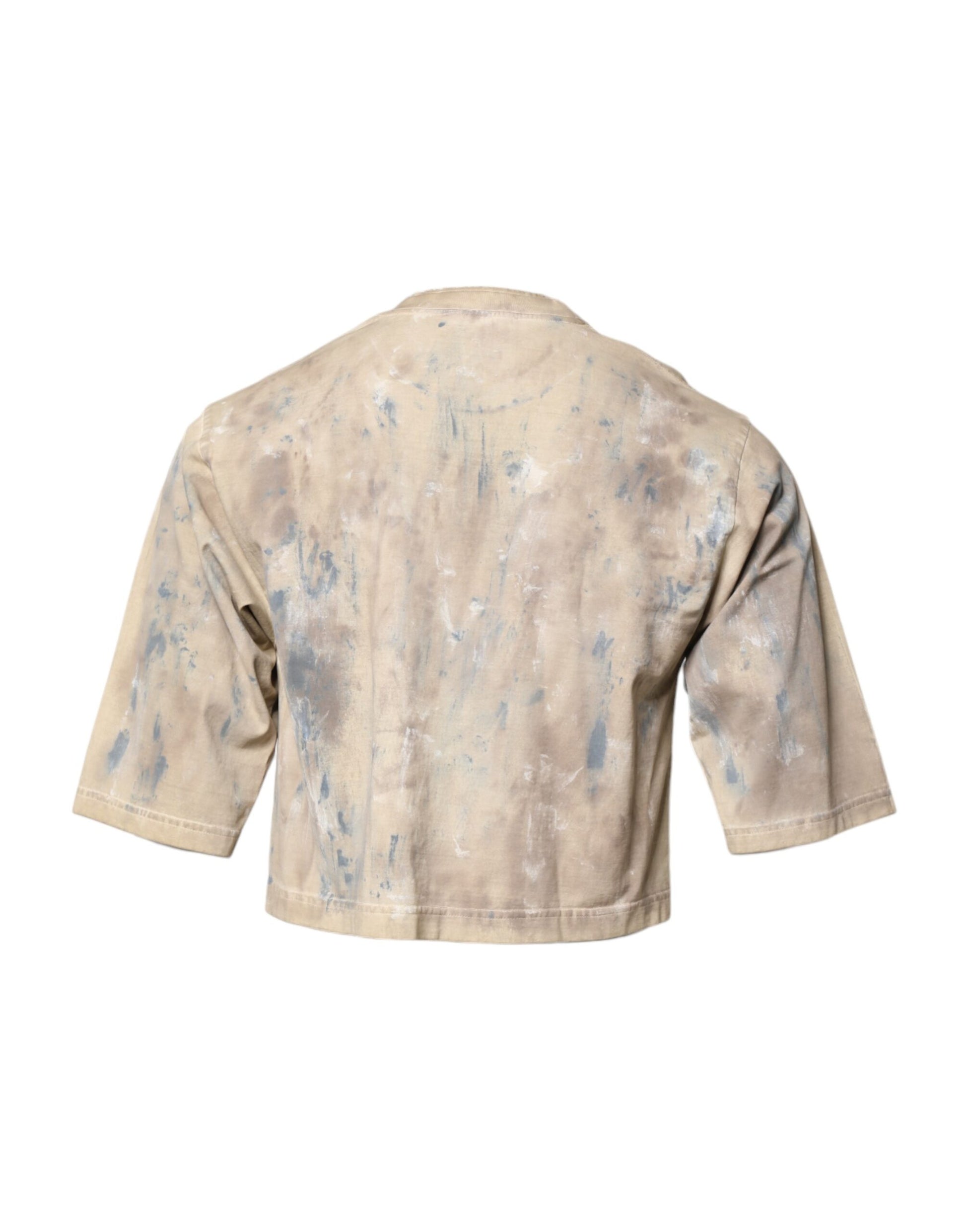 T-shirt court beige Dolce & Gabbana brodé DG Tie-Dye