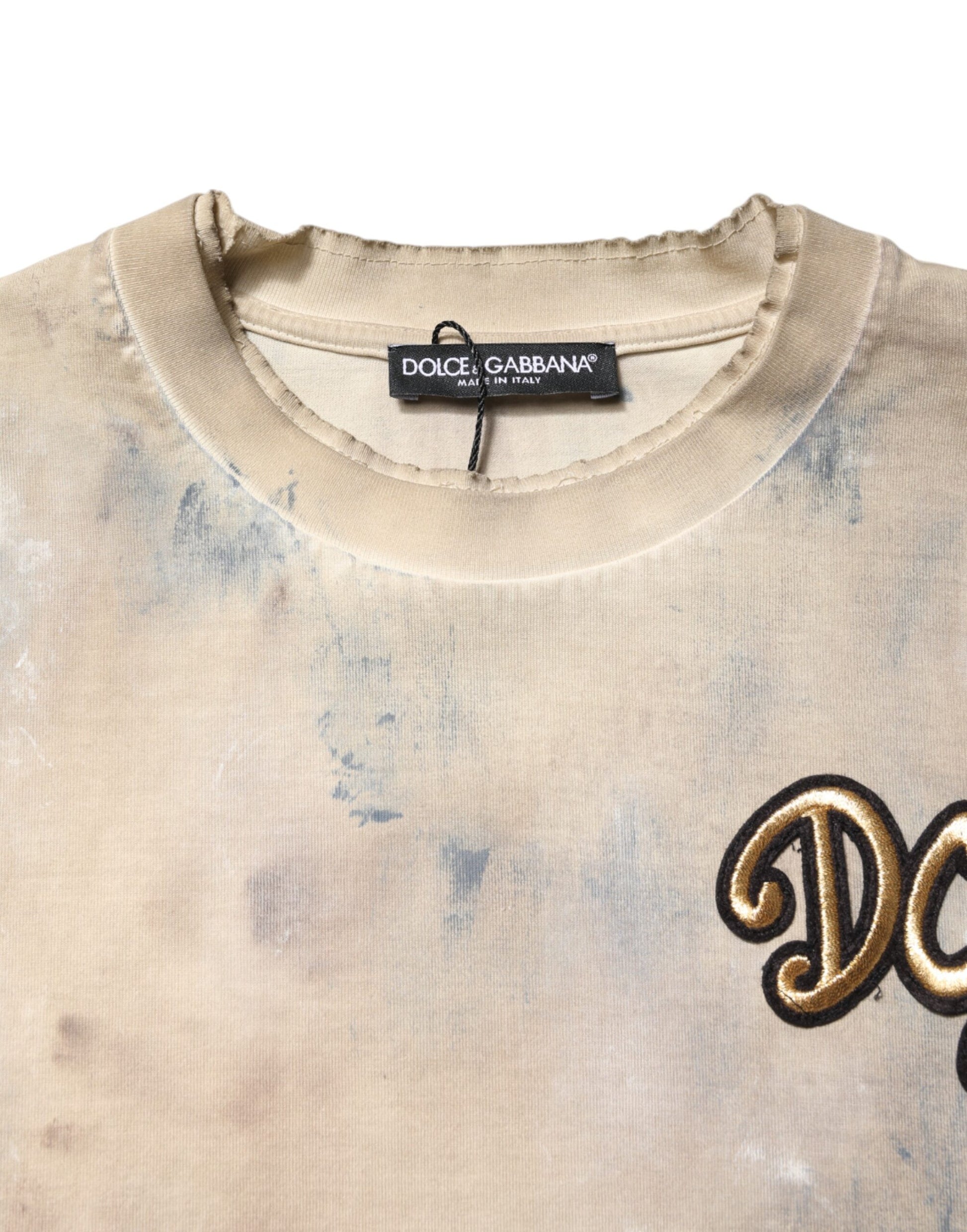 T-shirt court beige Dolce & Gabbana brodé DG Tie-Dye