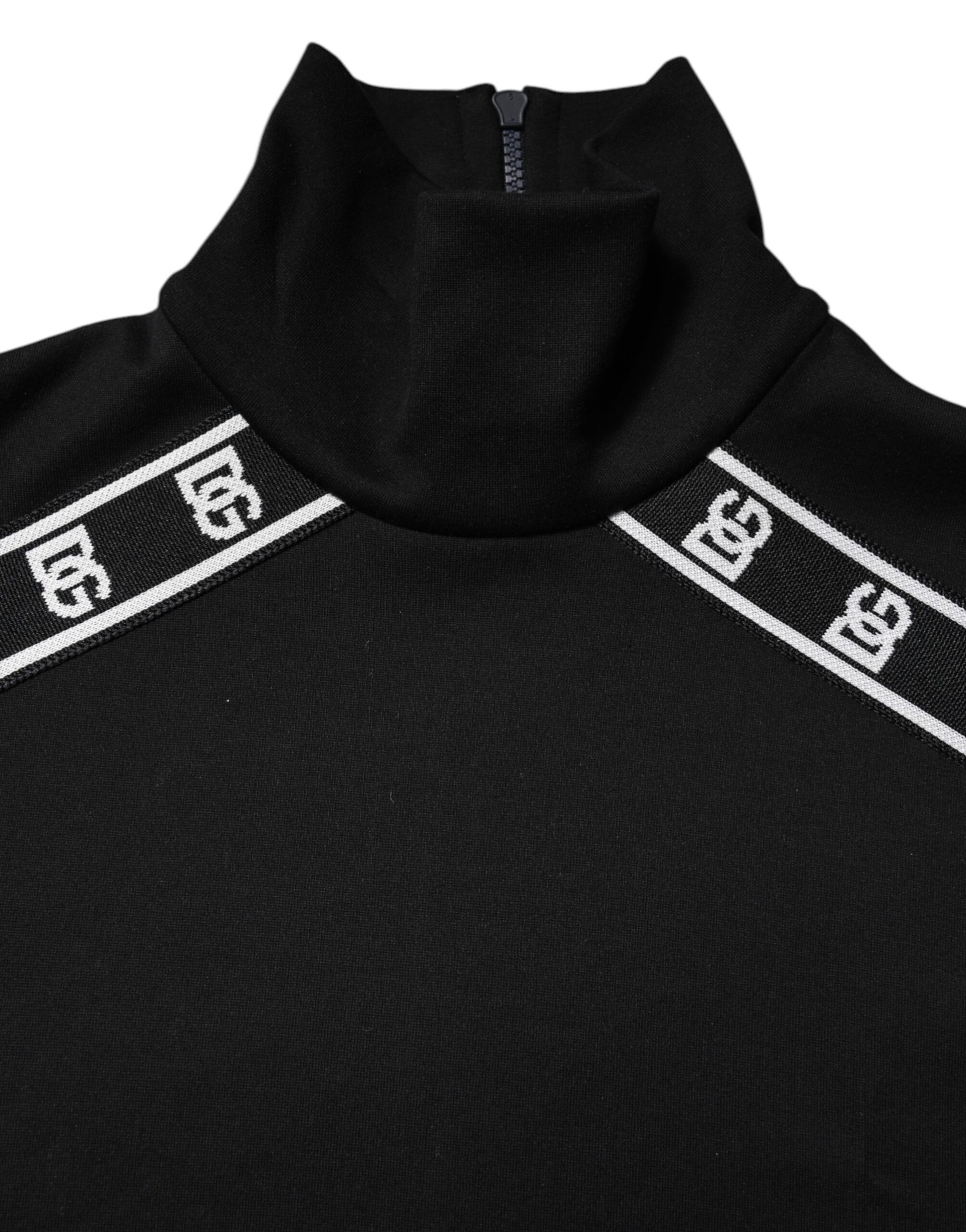 T-shirt Dolce & Gabbana noir en coton à col roulé imprimé DG