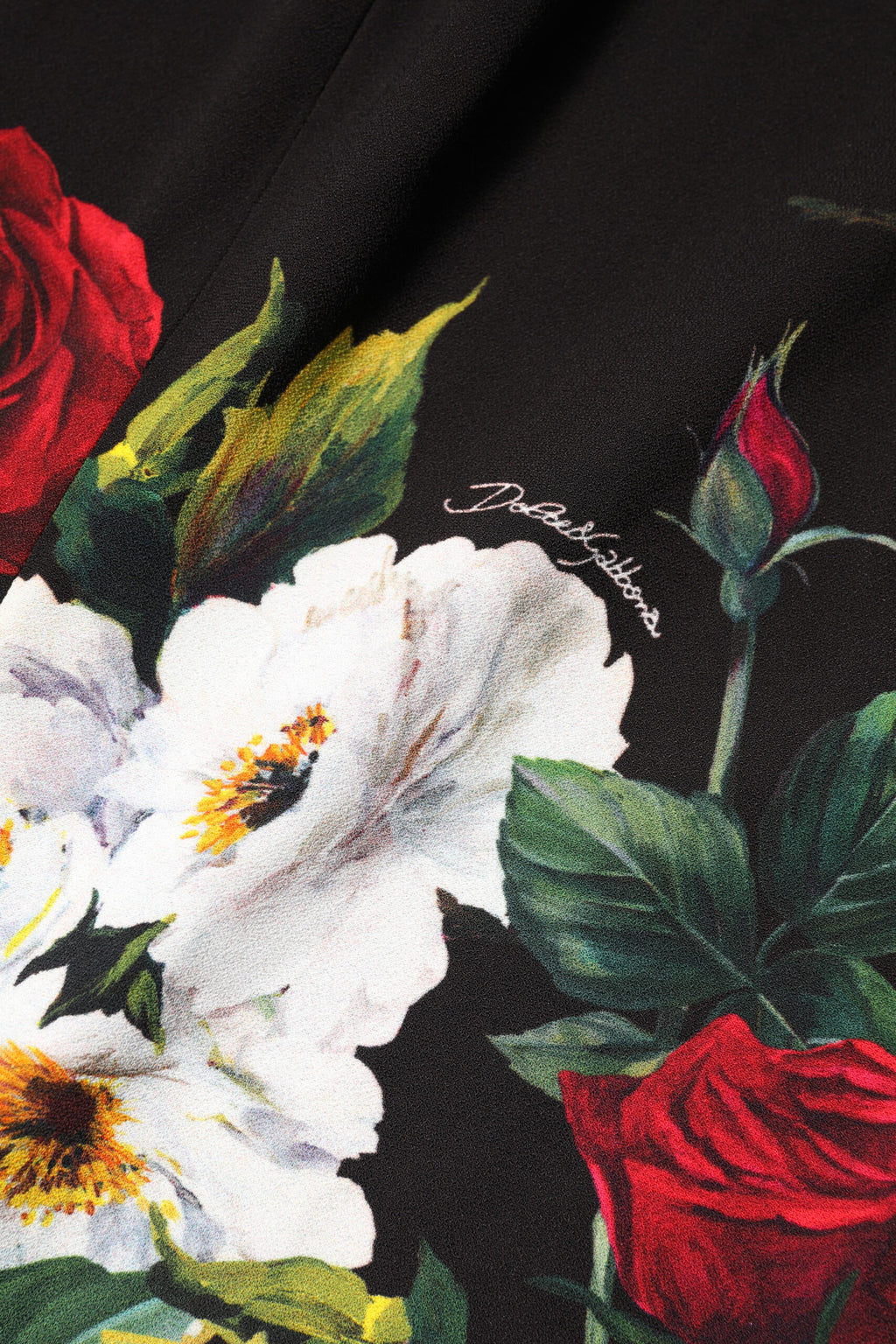 Dolce & Gabbana Schwarzes ärmelloses Etuikleid mit Blumenmuster
