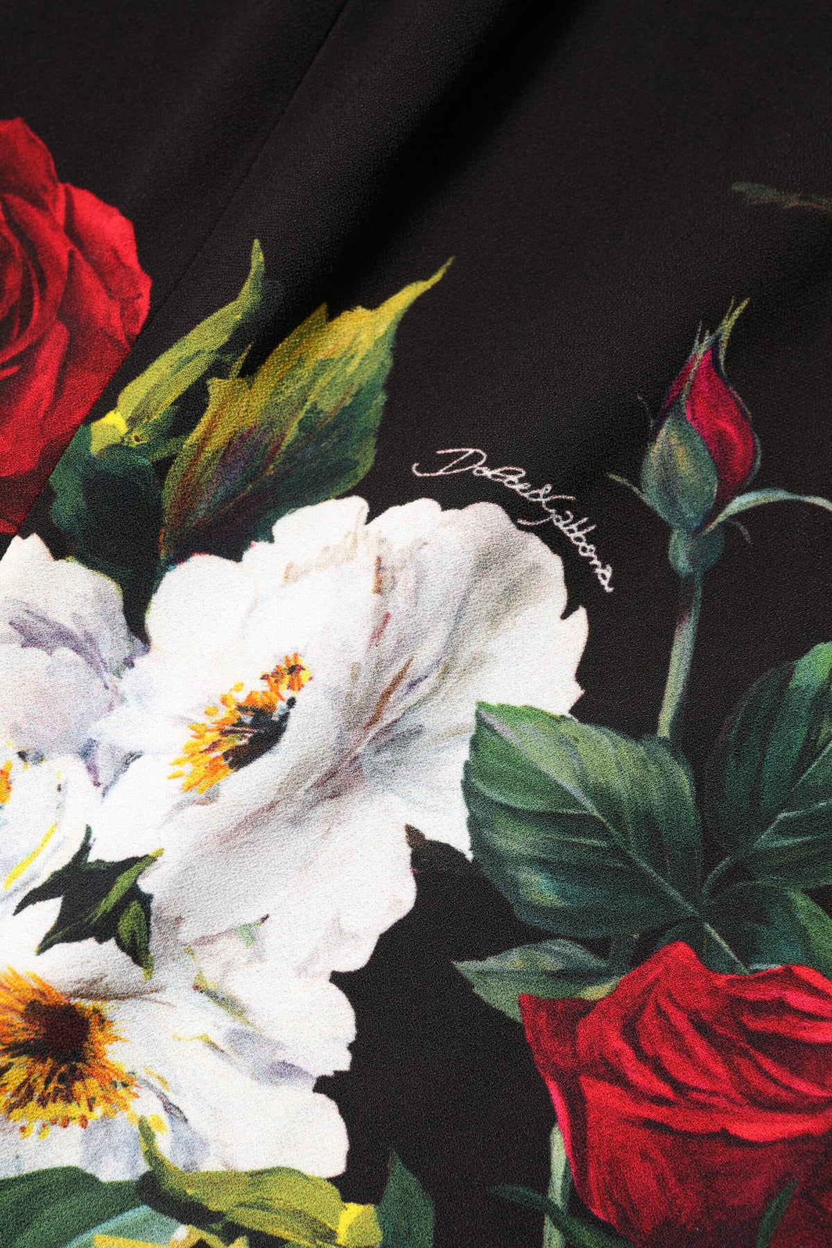 Dolce & Gabbana Schwarzes ärmelloses Etuikleid mit Blumenmuster