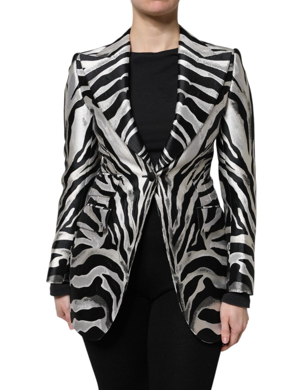 Veste blazer femme Dolce & Gabbana en polyester noir et blanc