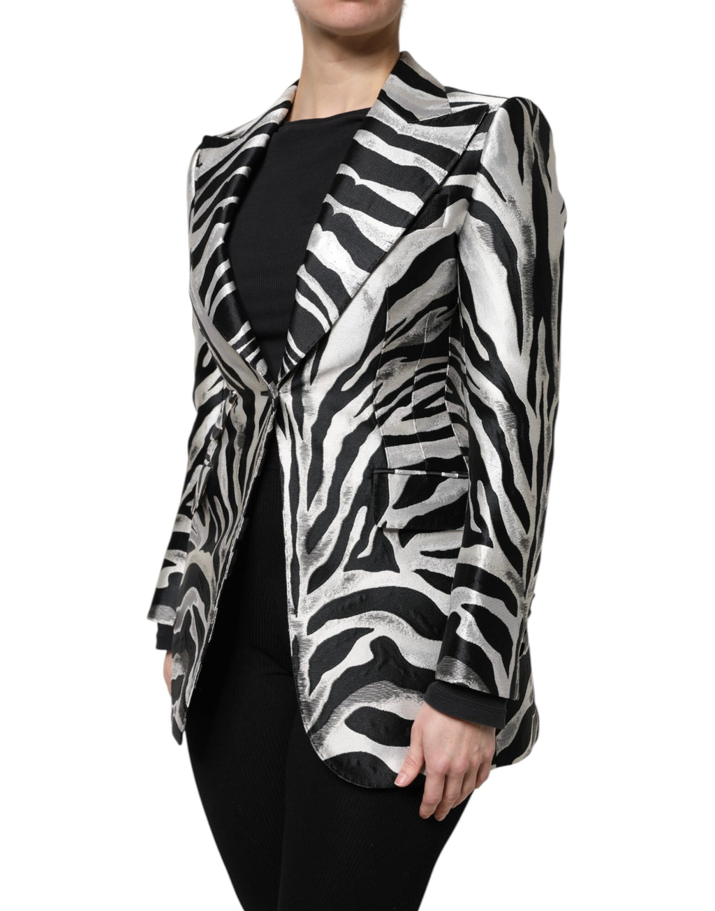 Veste blazer femme Dolce & Gabbana en polyester noir et blanc