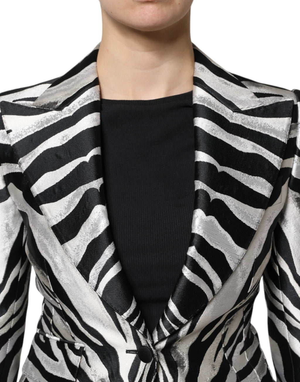Veste blazer femme Dolce & Gabbana en polyester noir et blanc