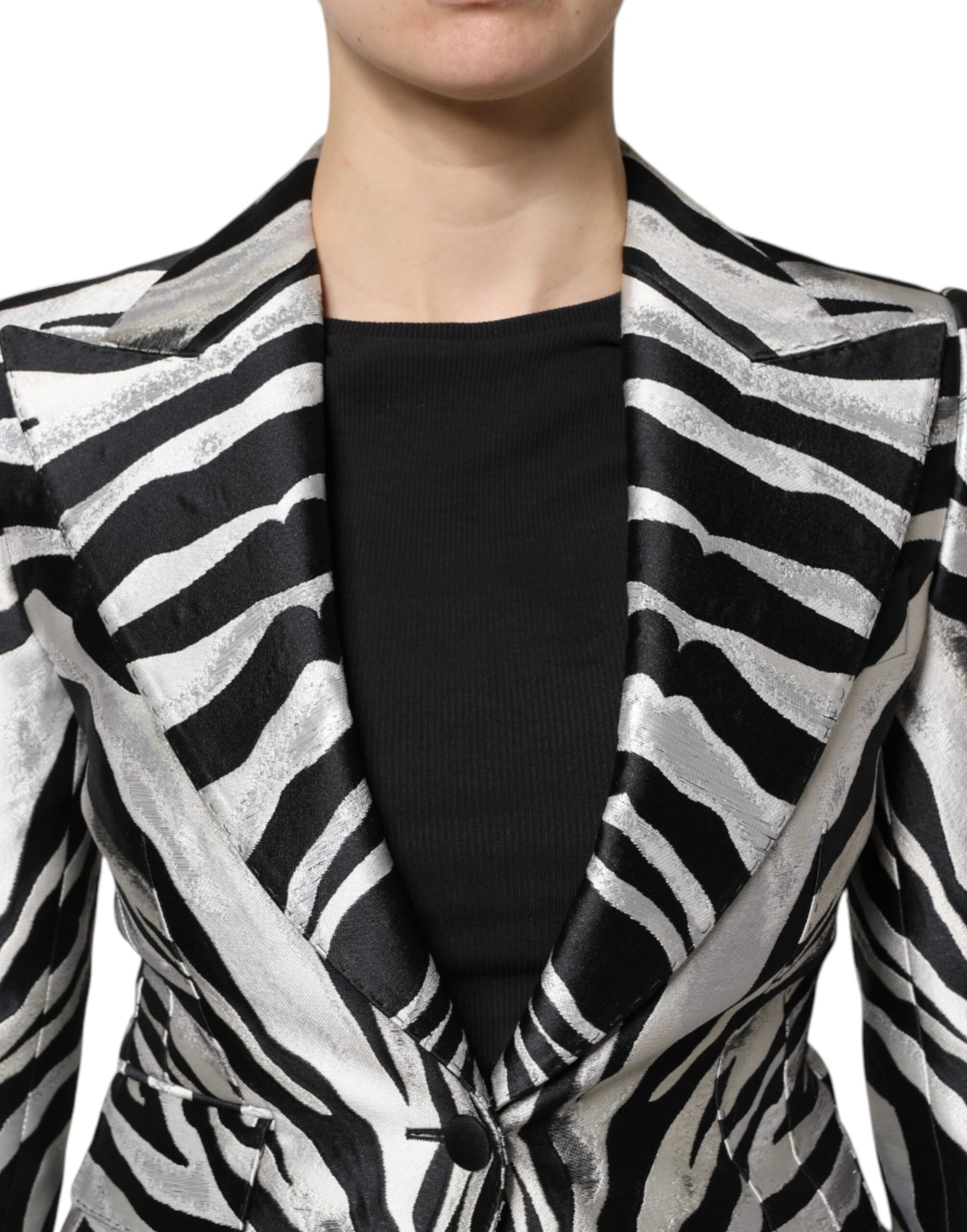 Veste blazer femme Dolce & Gabbana en polyester noir et blanc