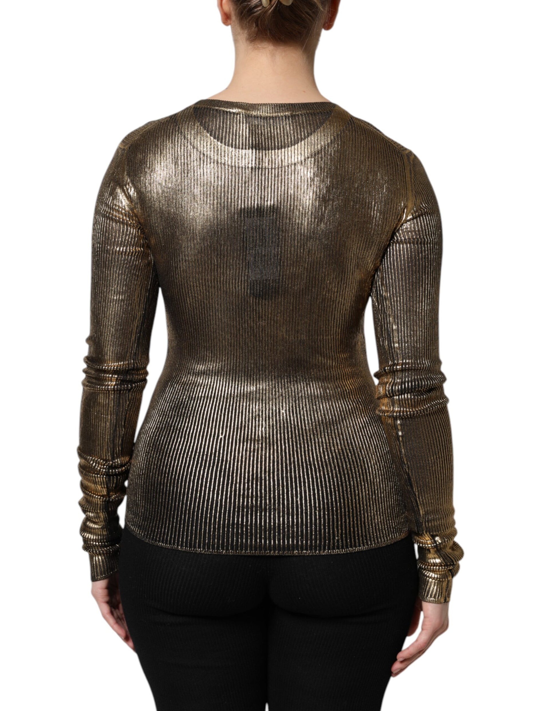 Dolce & Gabbana Gold Long Sleeve T-Shirt for Women side view